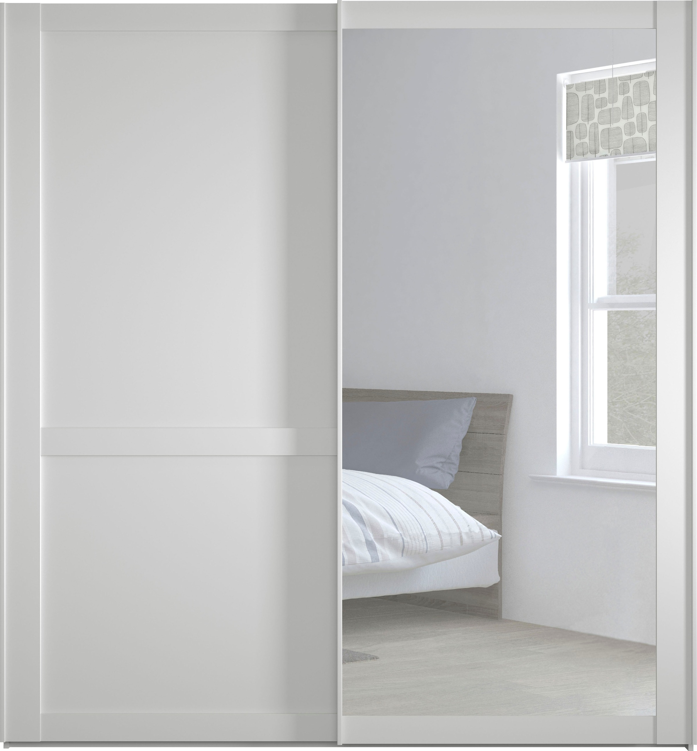 WIEMANN Schwebetürenschrank »Göteborg« Querriegel und Griffleisten im Korpusfarbton, inkl. Spiegel