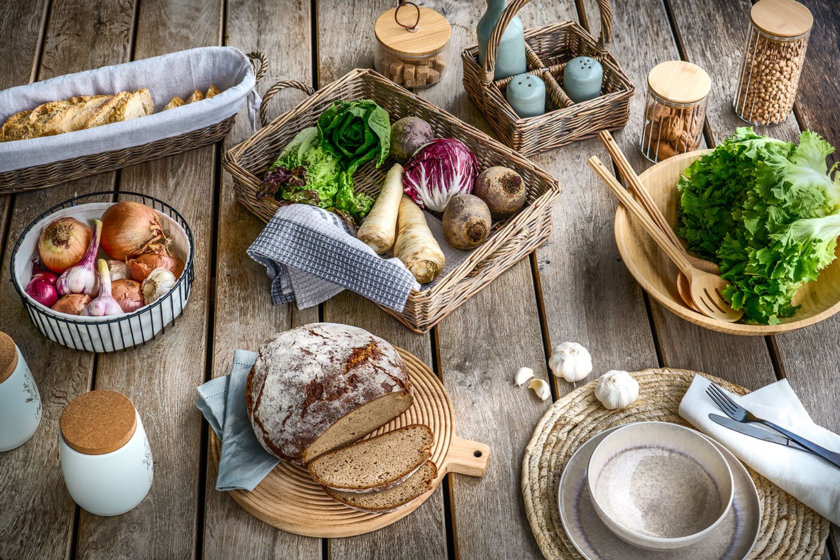 Zeller Present Panier à pain Set, 2 cuis tlg. und Tablett im Set, Weide geflochten