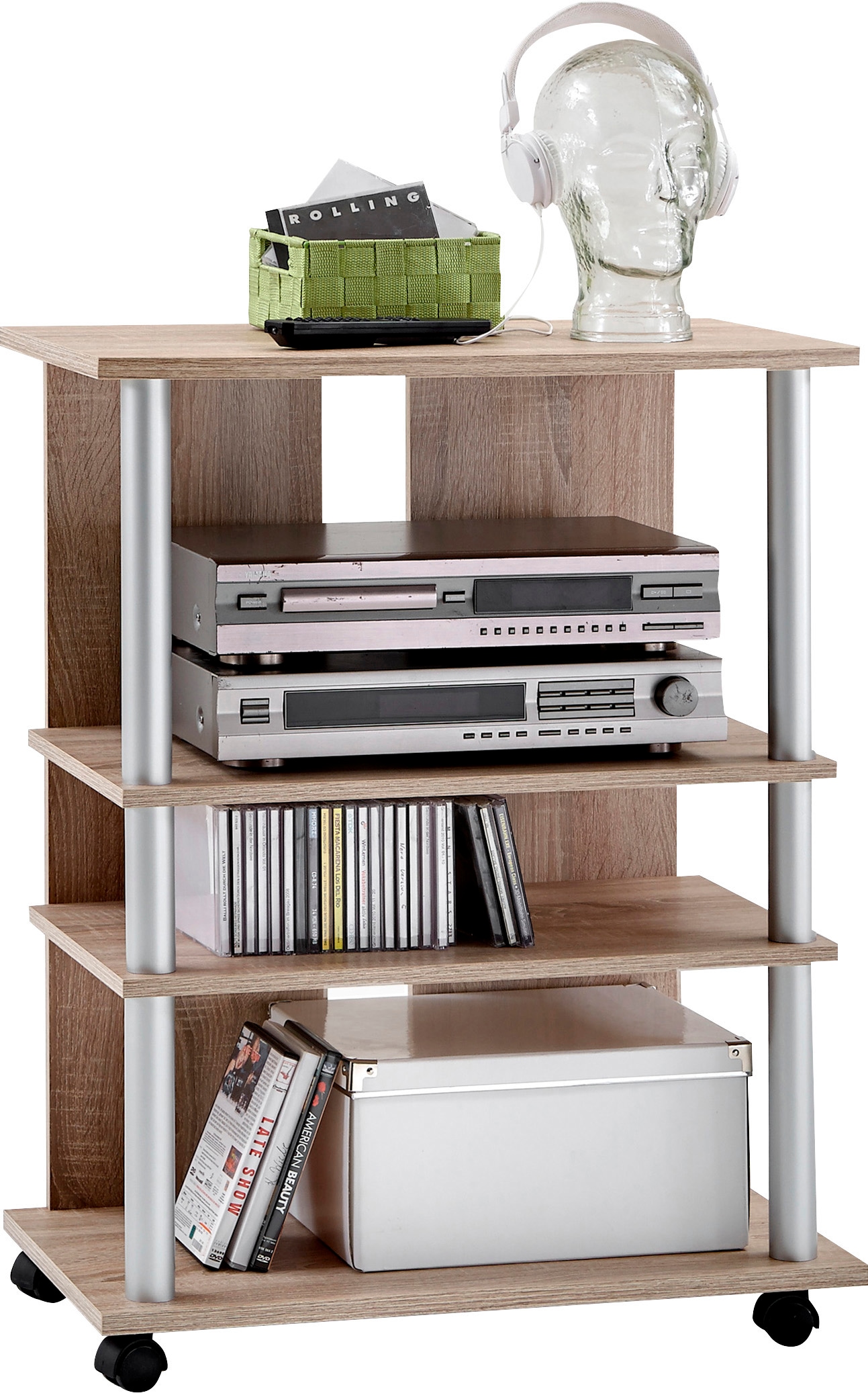 FMD Media-Regal »Variant« Regal auf Rollen, Multimedia, TV, Hifi, 3 Böden, 65 cm breit