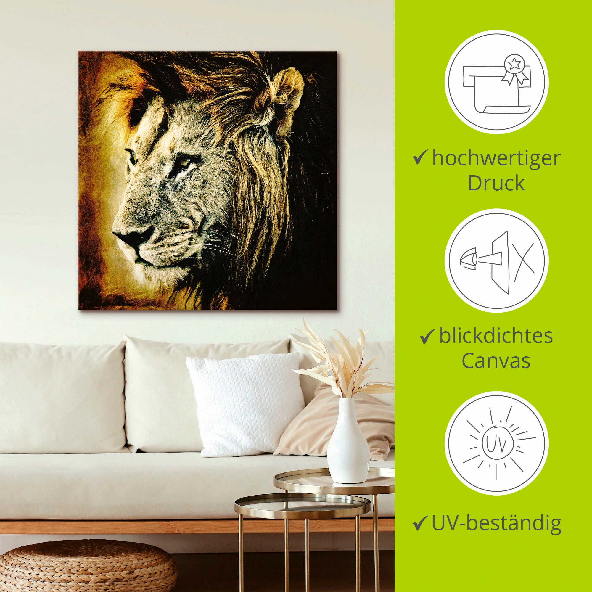 Artland Leinwandbild »Löwe« Wildtiere 1 Stk. tlg. auf Keilrahmen gespannt
