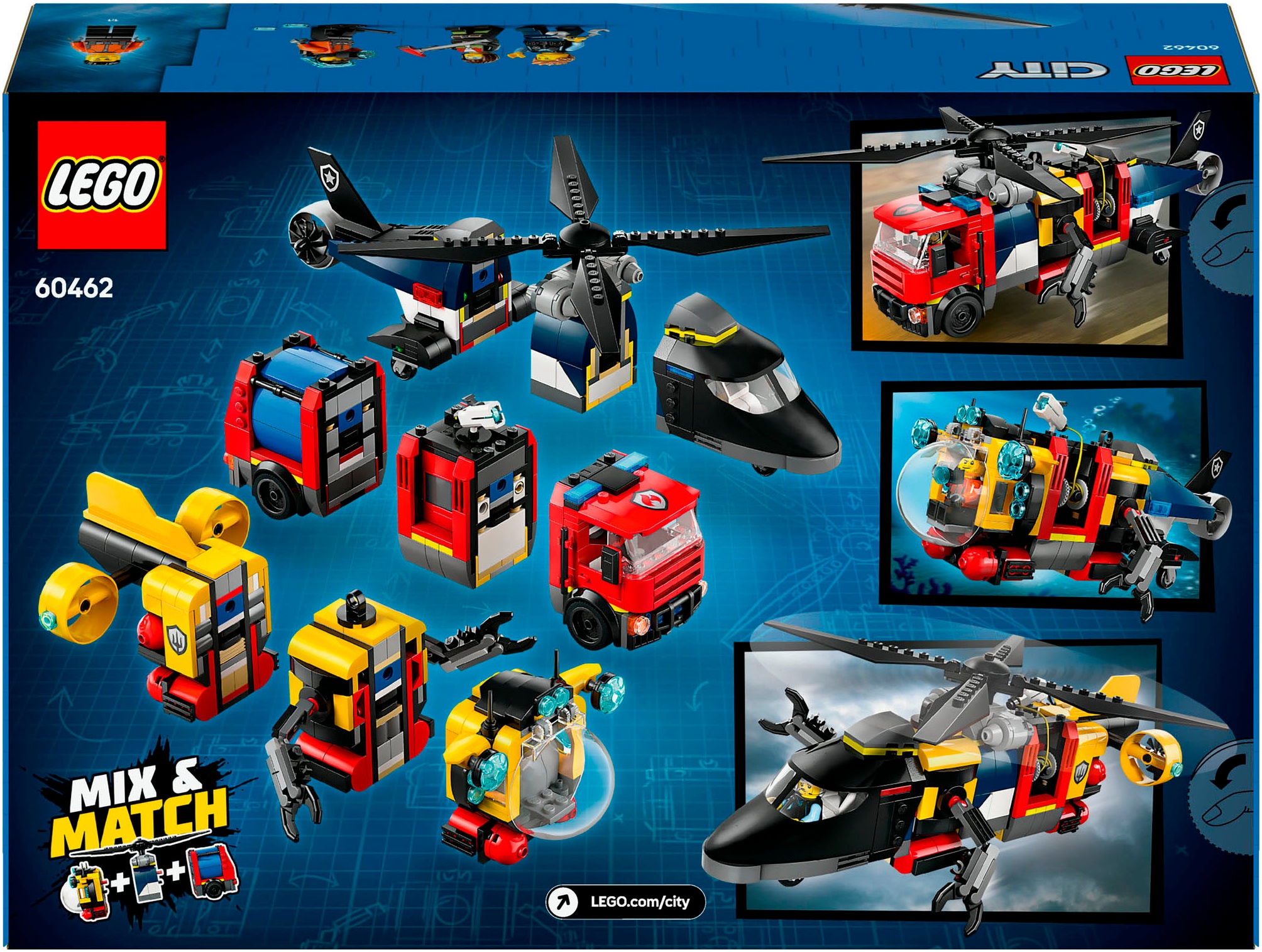 LEGO® Pions de construction »Kombinationsset mit Hubschrauber, Löschauto und U-Boot (60462)« LEGO City; Made in Europe