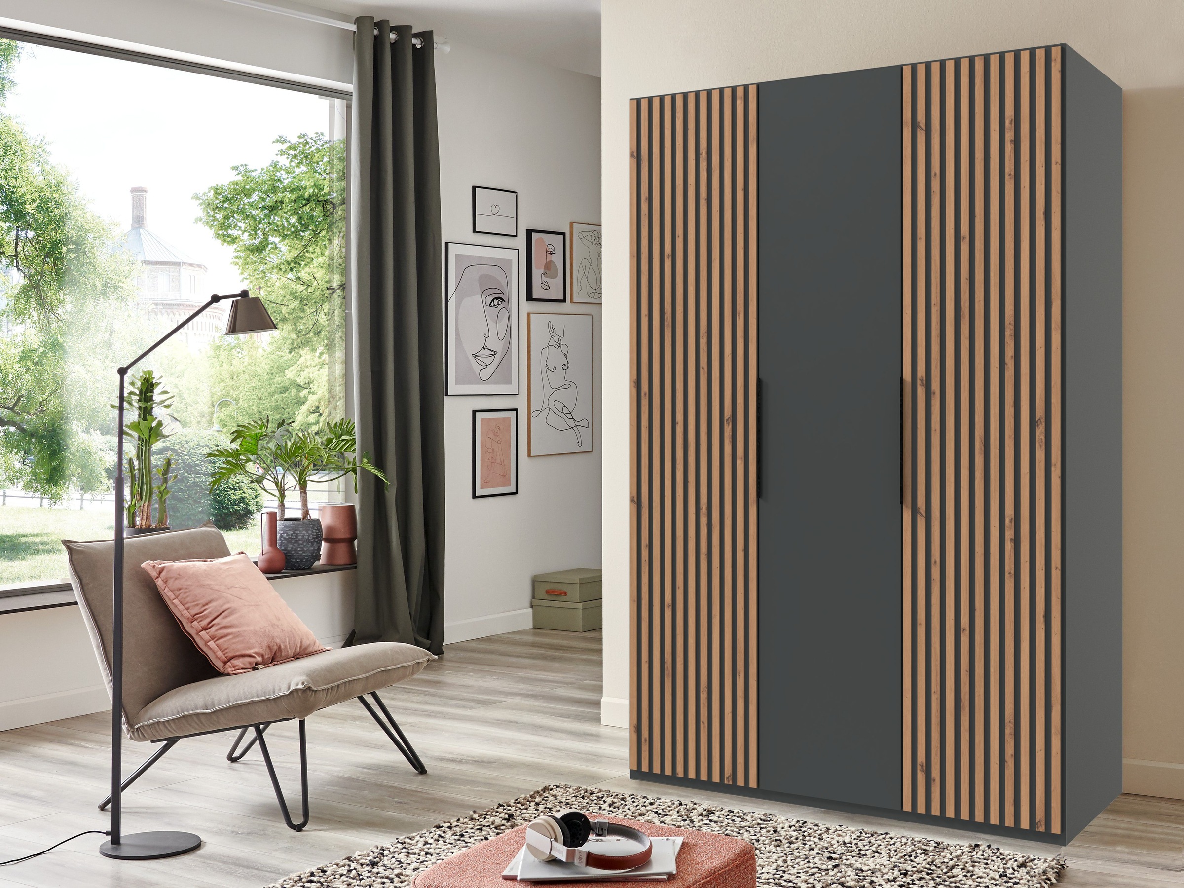 Wimex Drehtürenschrank »Andorra by fresh to go« Mit 3D-Leisten für Akustikpaneel-Optik