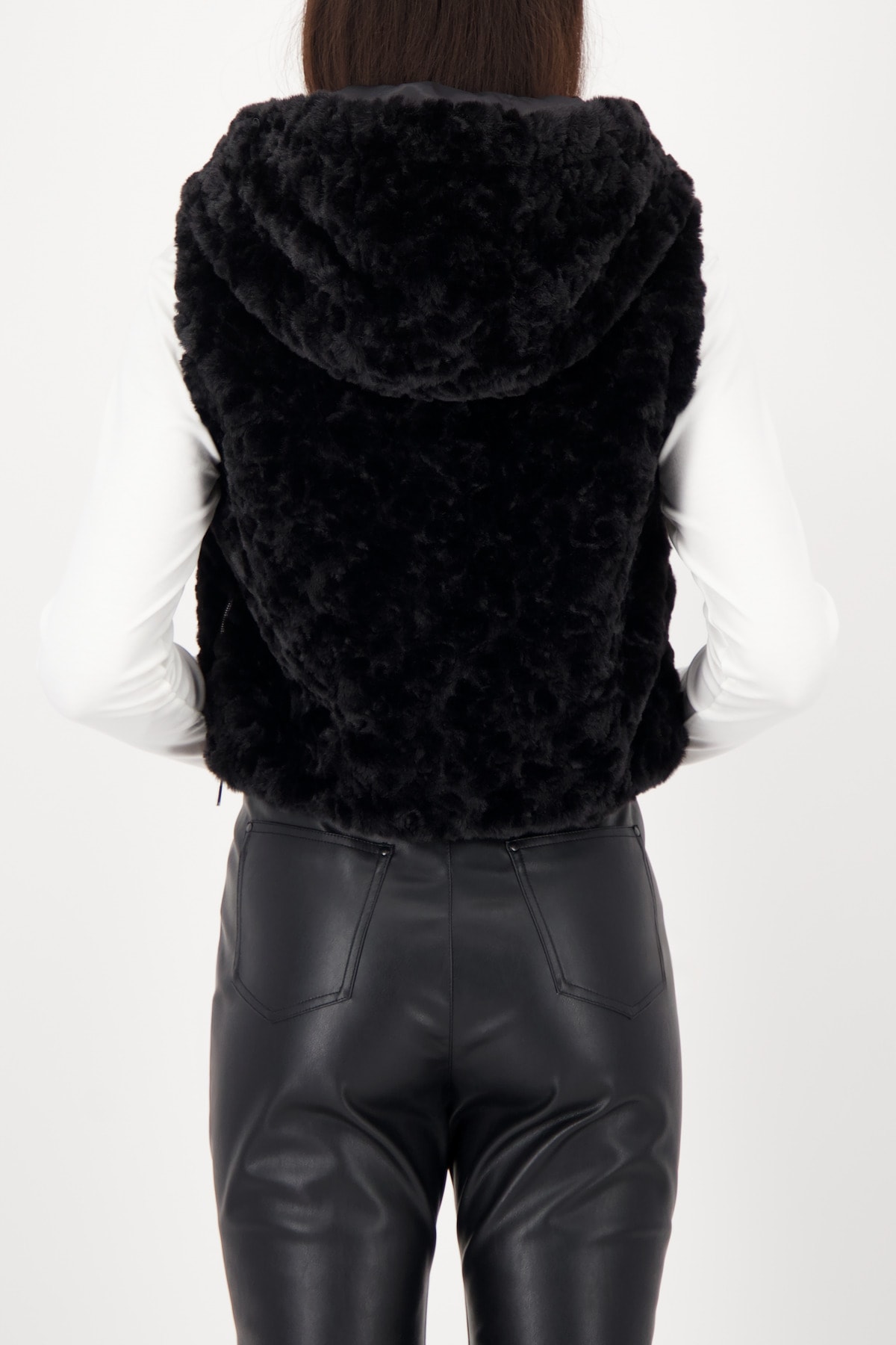 Monari Fellimitatweste Regular fit mit Kapuze