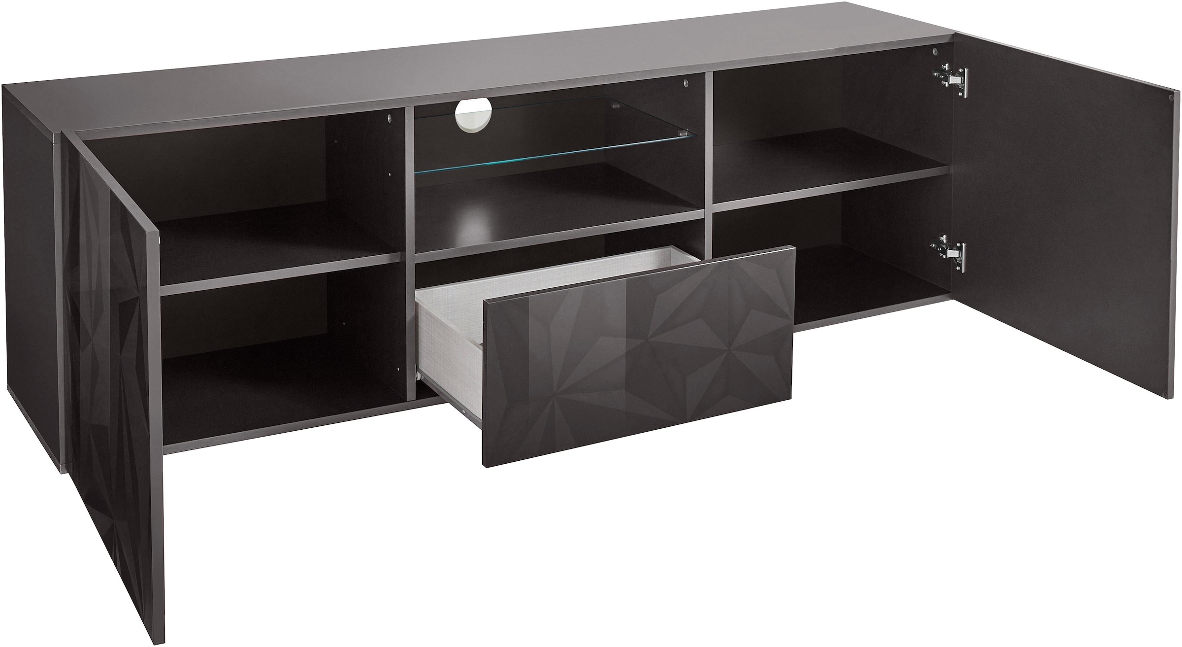 Home affaire Lowboard »Prisma Breite 181 cm, TV-Board 2 Türen, 1 Schubkasten, TV-Schrank« Front mit elegantem Siebdruck, grifflos, viel Stauraum