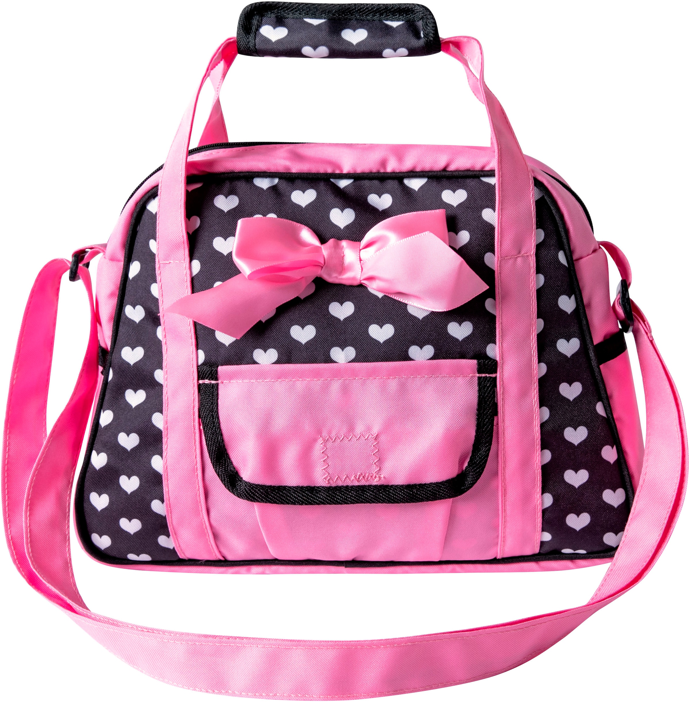 Bayer Sac à langer de poupée »schwarz Herzen«