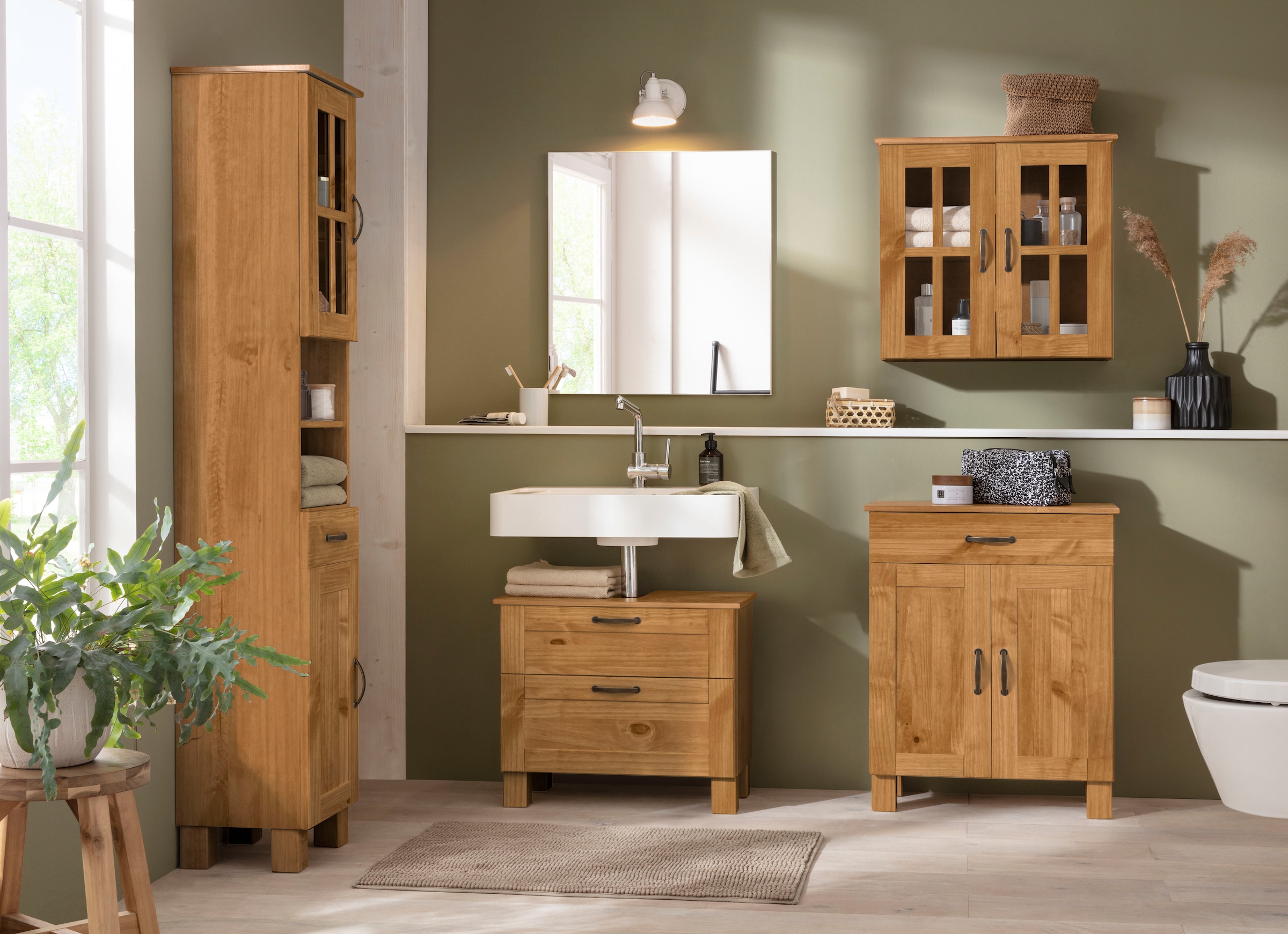 Home affaire Armoire haute »Rodby« Bois massif certifié FSC®, largeur 33 cm, hauteur 180 cm