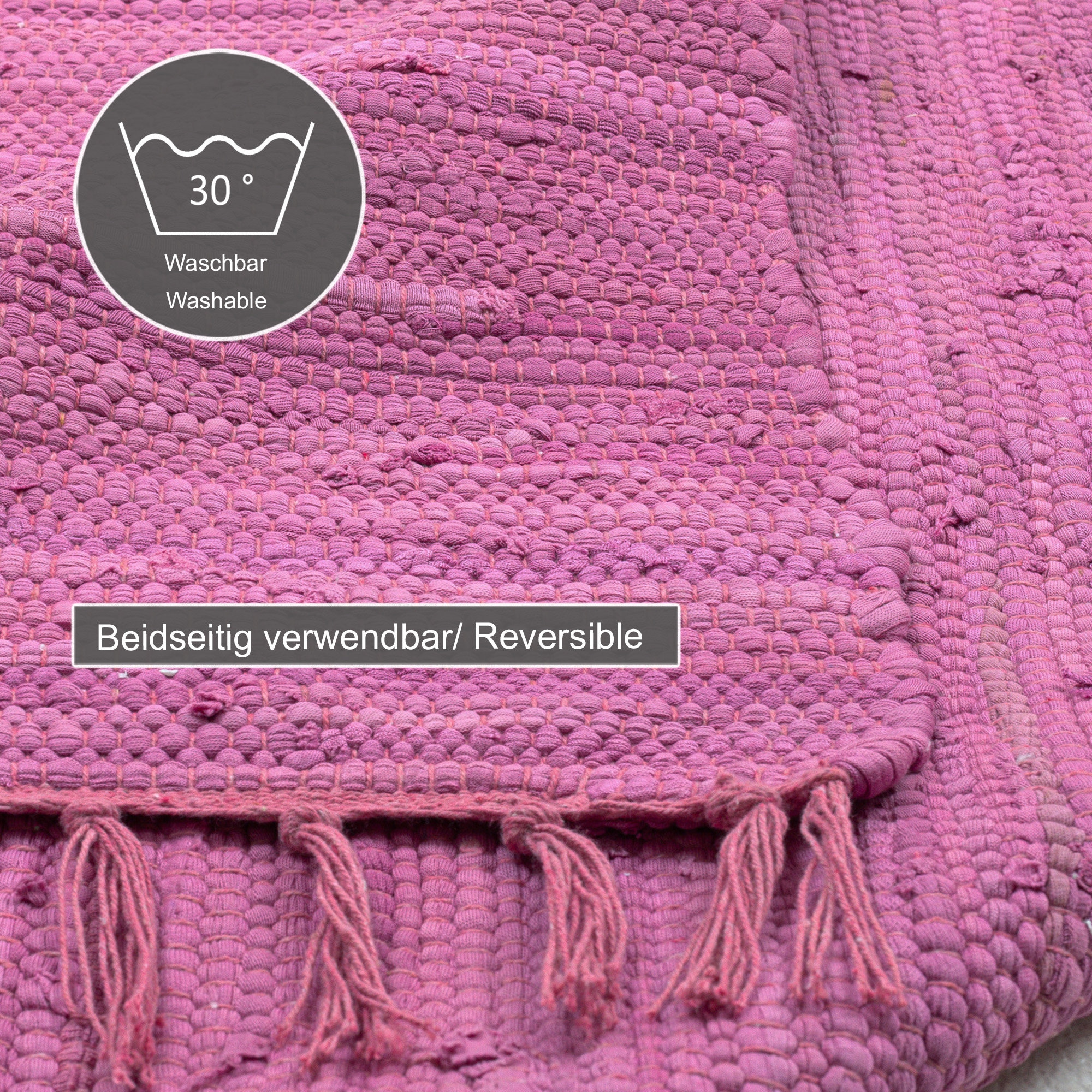 THEKO Teppich »Happy Cotton Fleckerl, handgewebt« rechteckig 5 mm Höhe Flachgewebe, reine Baumwolle, meliert, mit Fransen, auch als Läufer
