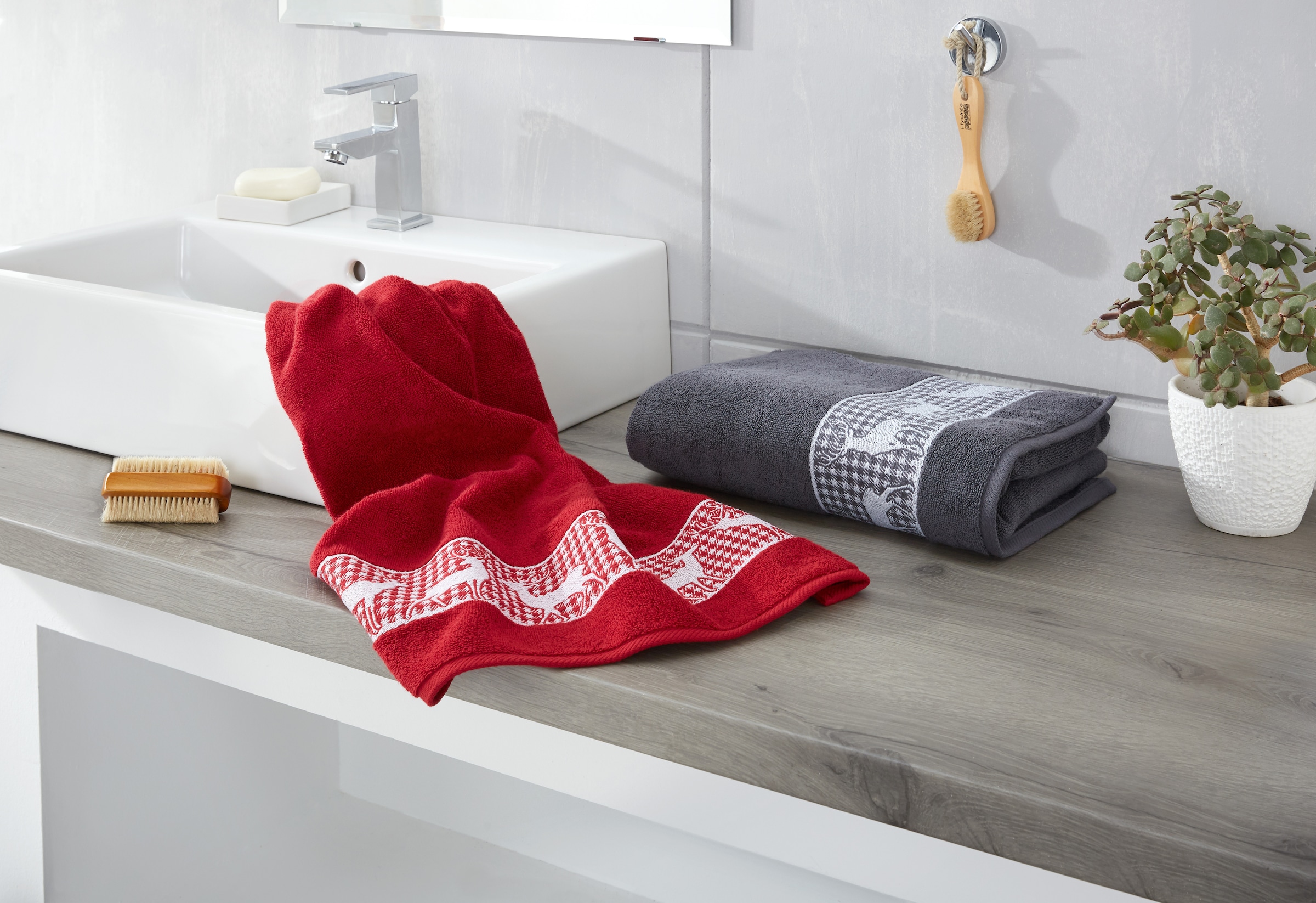 Dyckhoff Gästehandtücher »Hirschparade« Made in Germany (6 Gästetücher)