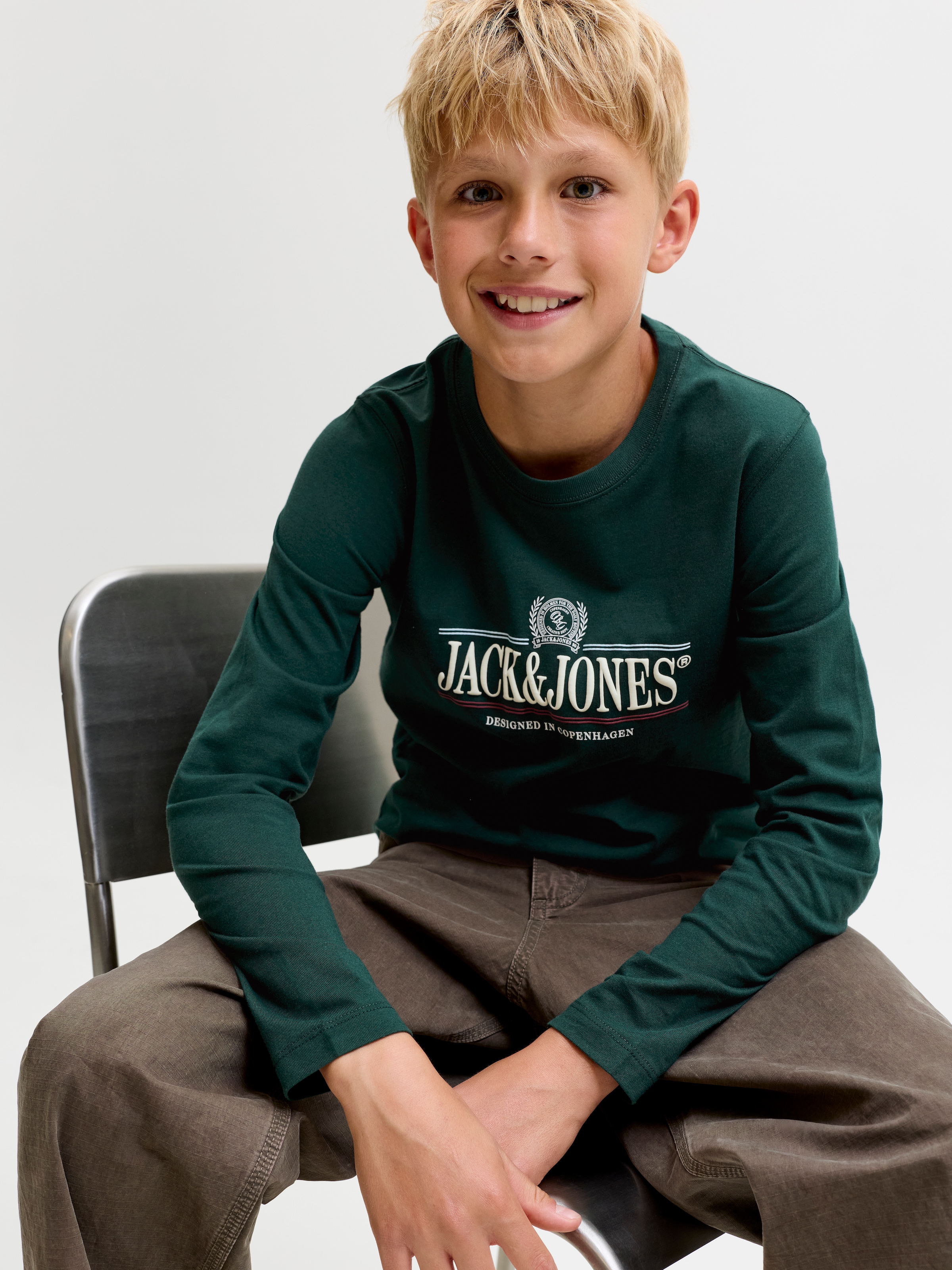 Jack & Jones Junior Langarmshirt »JORFREDERIKSBERG GRAPHIC BOX TEE LS JNR« Baumwolle, regular fit