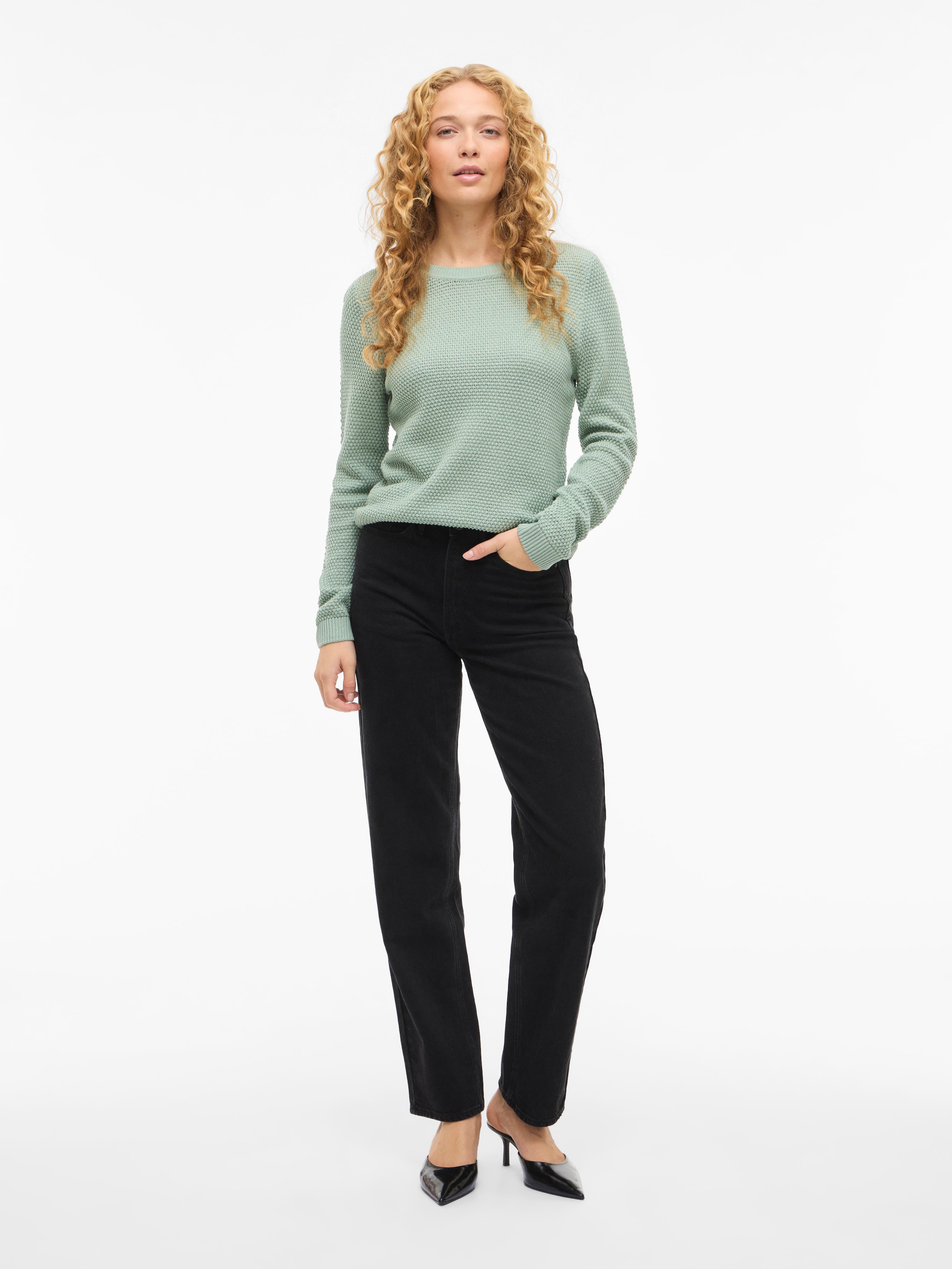 Vila Pull à col rond »VIDALO O-NECK L/S KNIT TOP- NOOS« coton, coupe régulière
