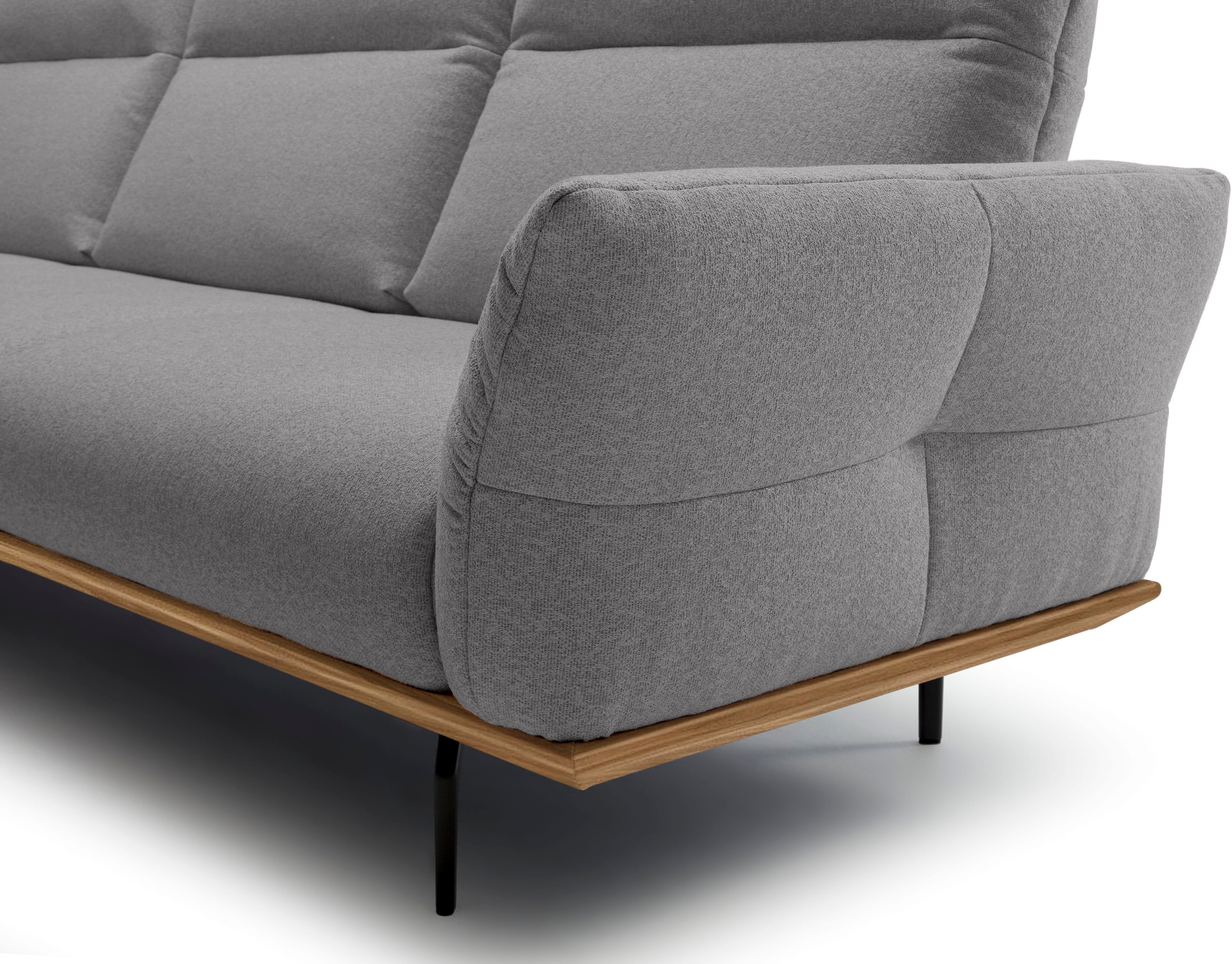 Creation BY ROLF BENZ Canapé d'angle »CR.460 Designsofa mit erstklassigem Sitzkomfort« socle en noyer, pieds d’angle en gris ombre, largeur 338 cm