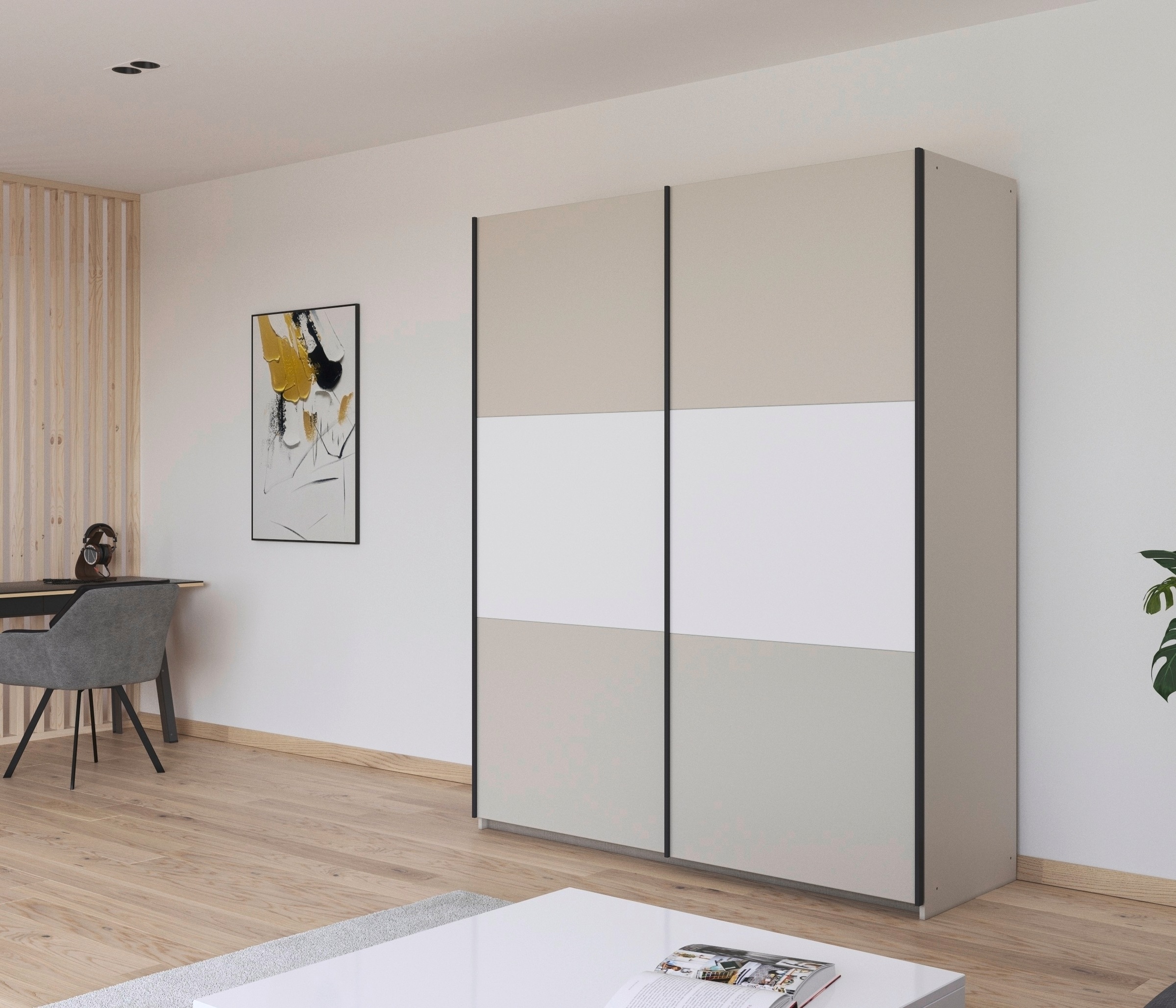 rauch Schwebetürenschrank »Kleiderschrank Schrank Garderobe Garderobenschrank Wäscheschrank NEO« 3 verschiedene Ausstattungen BASIC/CLASSIC/PREMIUM (inkl. SOFT-CLOSE),  mit grosszügigem Stauraum und vielfältigen Farbkombinationen