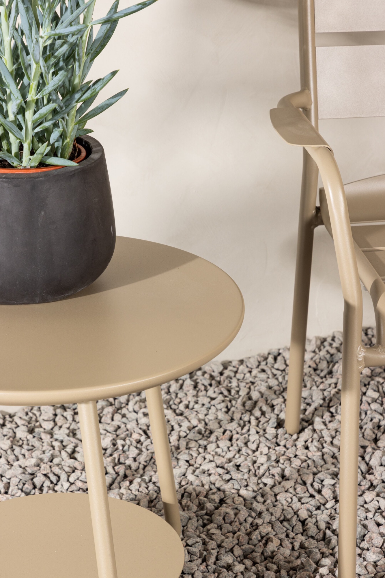 Venture Home Set de balcon »Faro, kompaktes Café-Set für 2 Personen Ø 50 cm, Aluminium« Balkonset, beige, rund, Aluminium leicht, platzsparend, modern