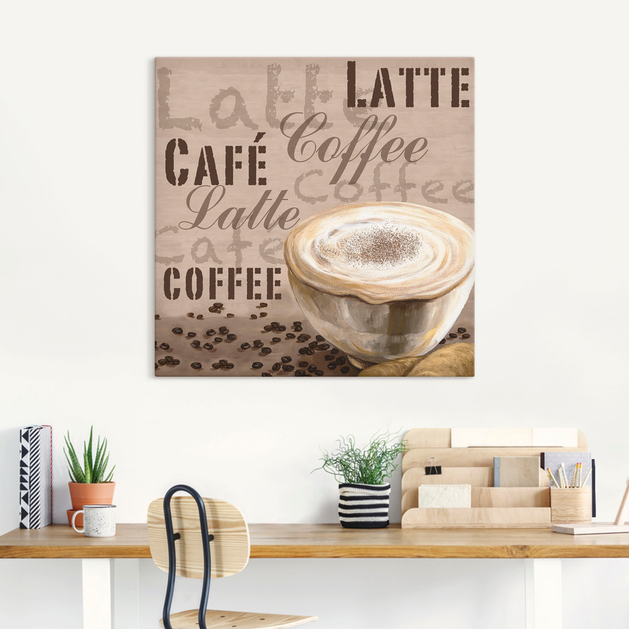 Artland Tableau sur toile »Milchkaffee« 1 cuis tlg. auf Holzrahmen gespannt