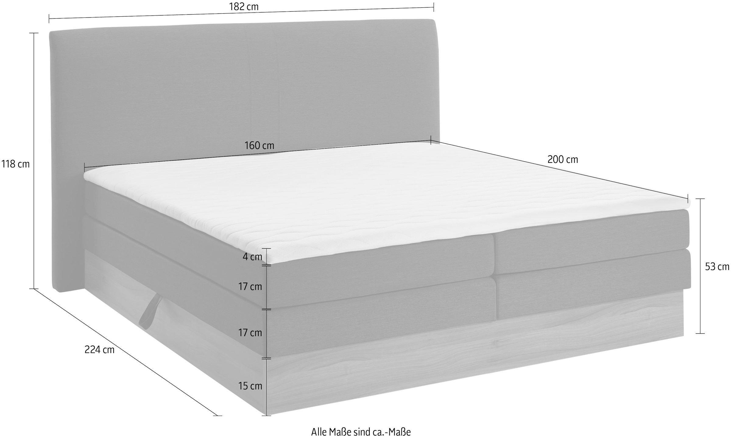 Home affaire Lit boxspring »Blomen« avec décor noix, avec coffre de lit, différentes fermetés, avec surmatelas