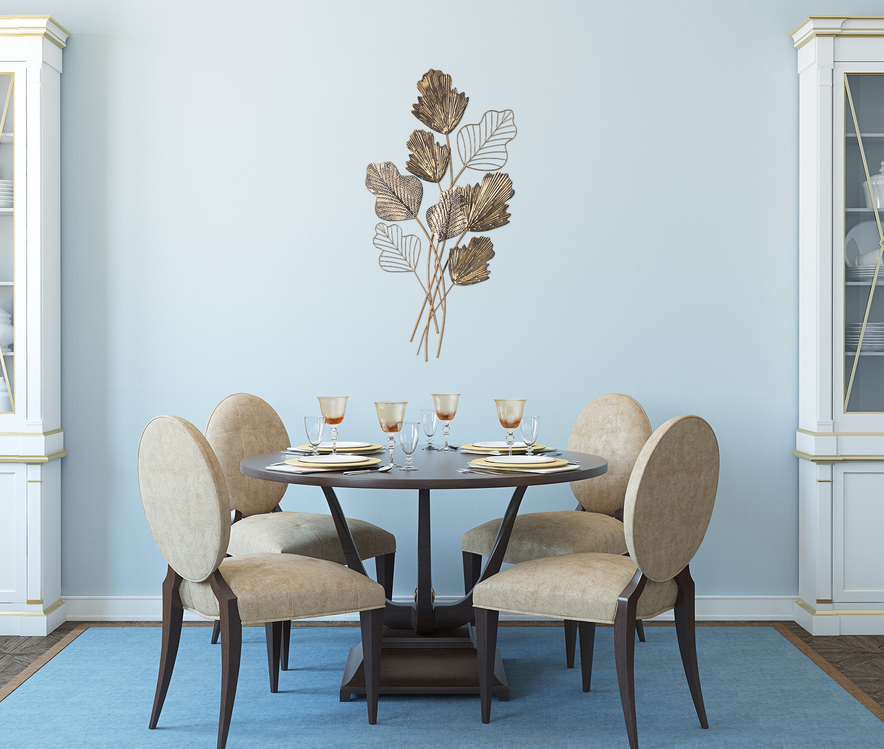 Bönninghoff Tableau métallique »BLÄTTER 54x98 cm – Deko modern« Feuilles | Images de feuilles | Plantes Décoration murale