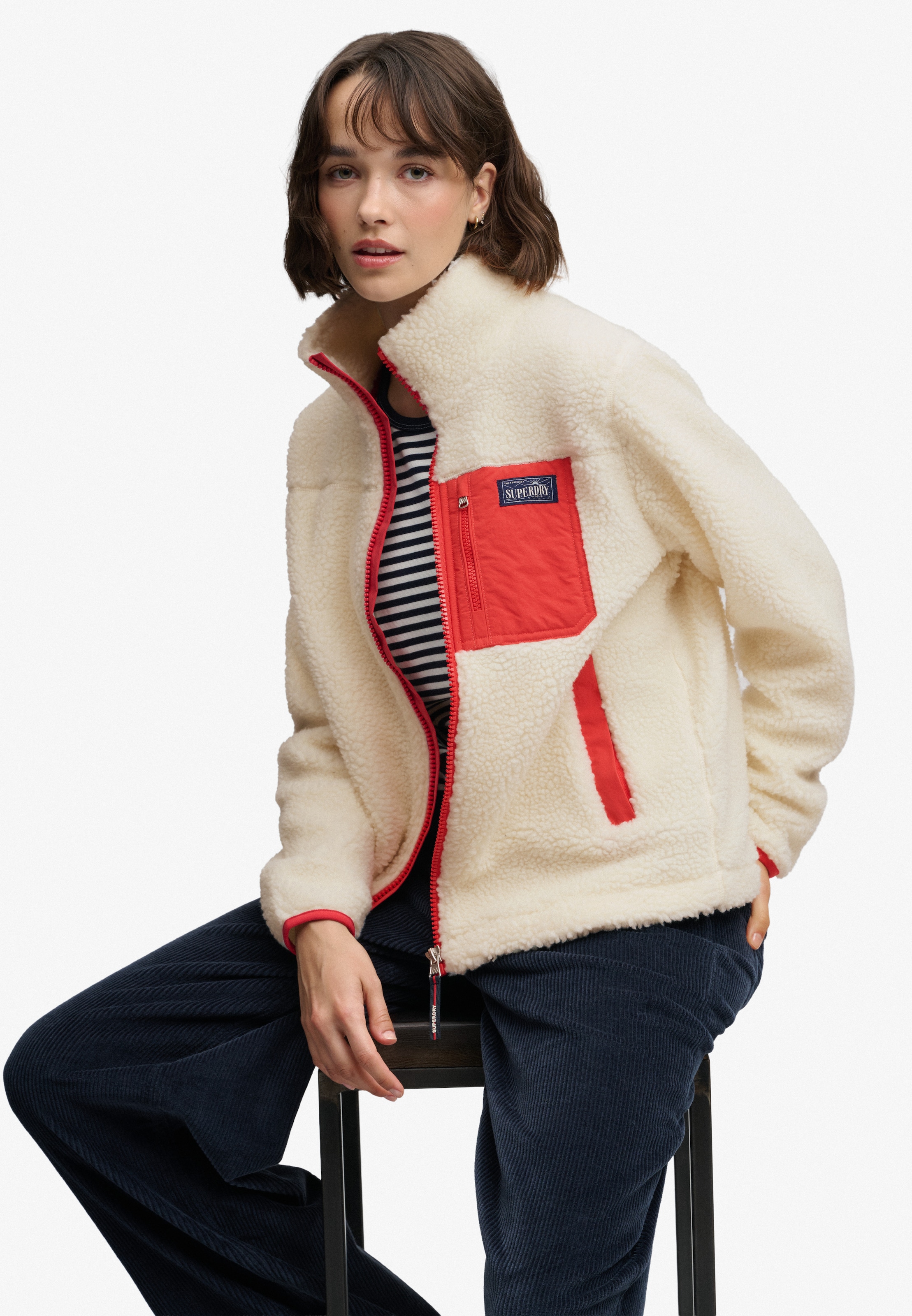 Superdry Sweat à capuche »HERITAGE ZIP THROUGH FLEECE« fibre synthétique, coupe décontractée