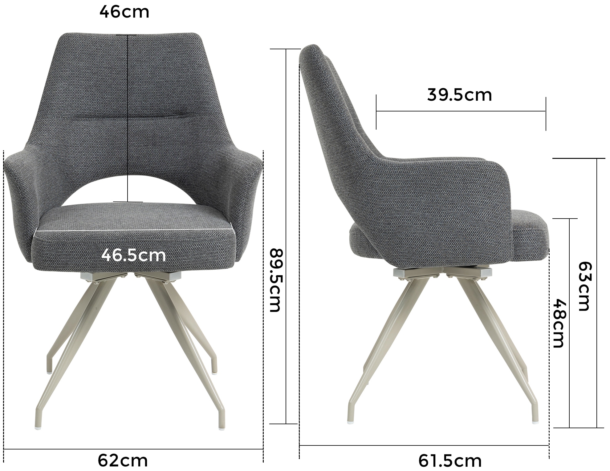 Duo Collection Chaise à 4 pieds »Esszimmerstuhl« (Ensemble) 2 cuispivotant à 180° avec fonction de retour