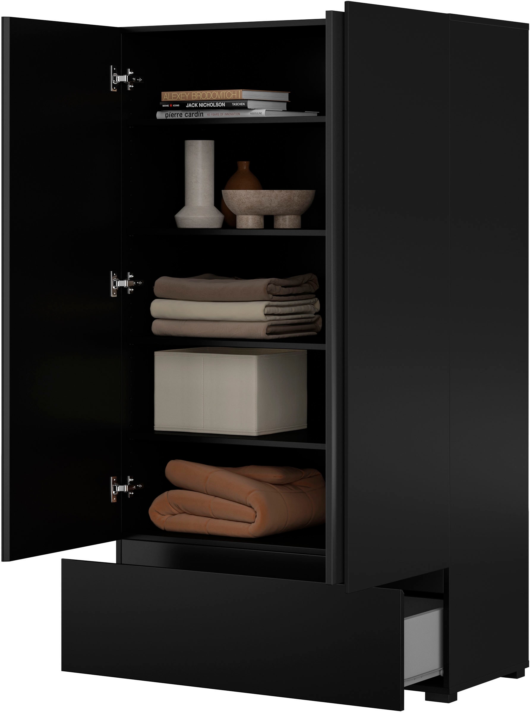 GOODproduct Armoire multi-usages »Cross,Breite 89 cm, Highboard, Universalschrank, Garderobe« armoire à linge avec beaucoup de rangement, étagères réglables