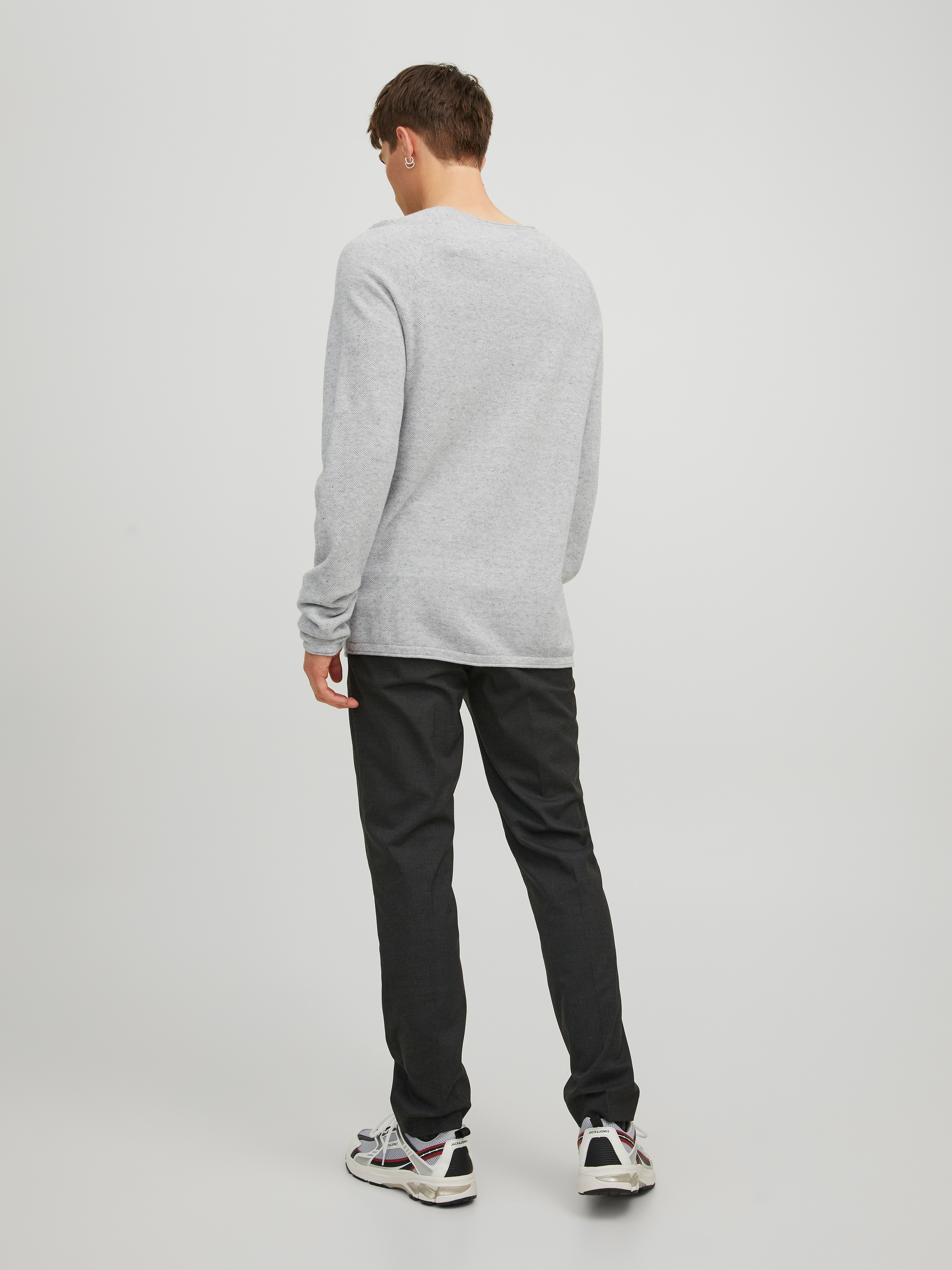 Jack & Jones Pull à col rond »JJEHILL Einfarbiger Pullover mit angenehmem Tragegefühl« unifarben, modisch, schmal, Baumwolle, Rundhals