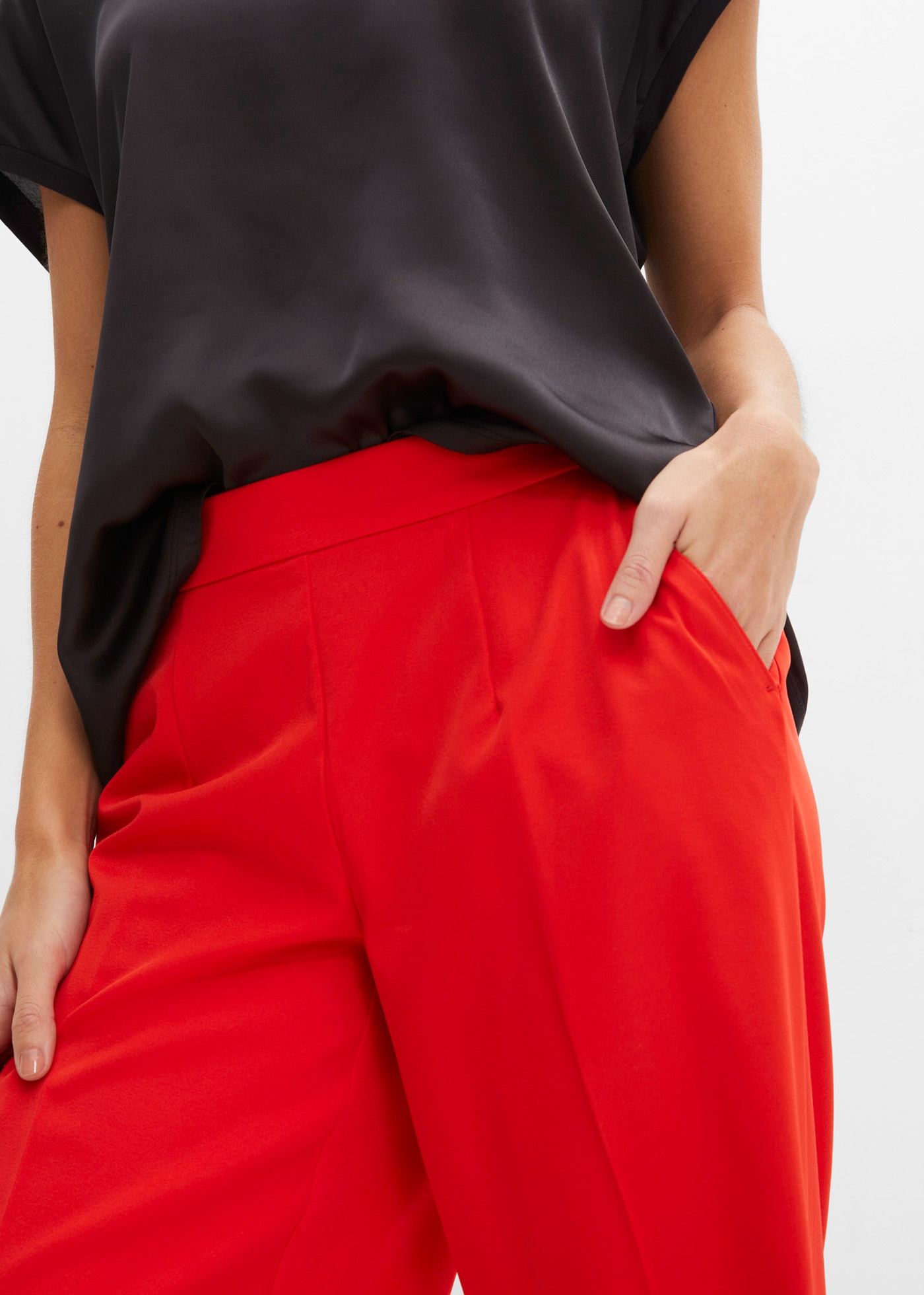 bonprix Pantalon marlène »Marlenehose«  aus Polyester und Elasthan, Loose fit Passform, femininer Stil