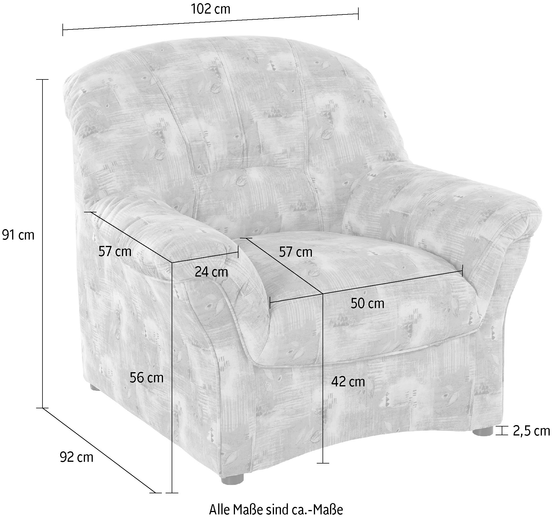 DOMO collection Sessel »Bahia belastbar bis 140kg/ Sitz« Microfaser MELROSE®, mocca