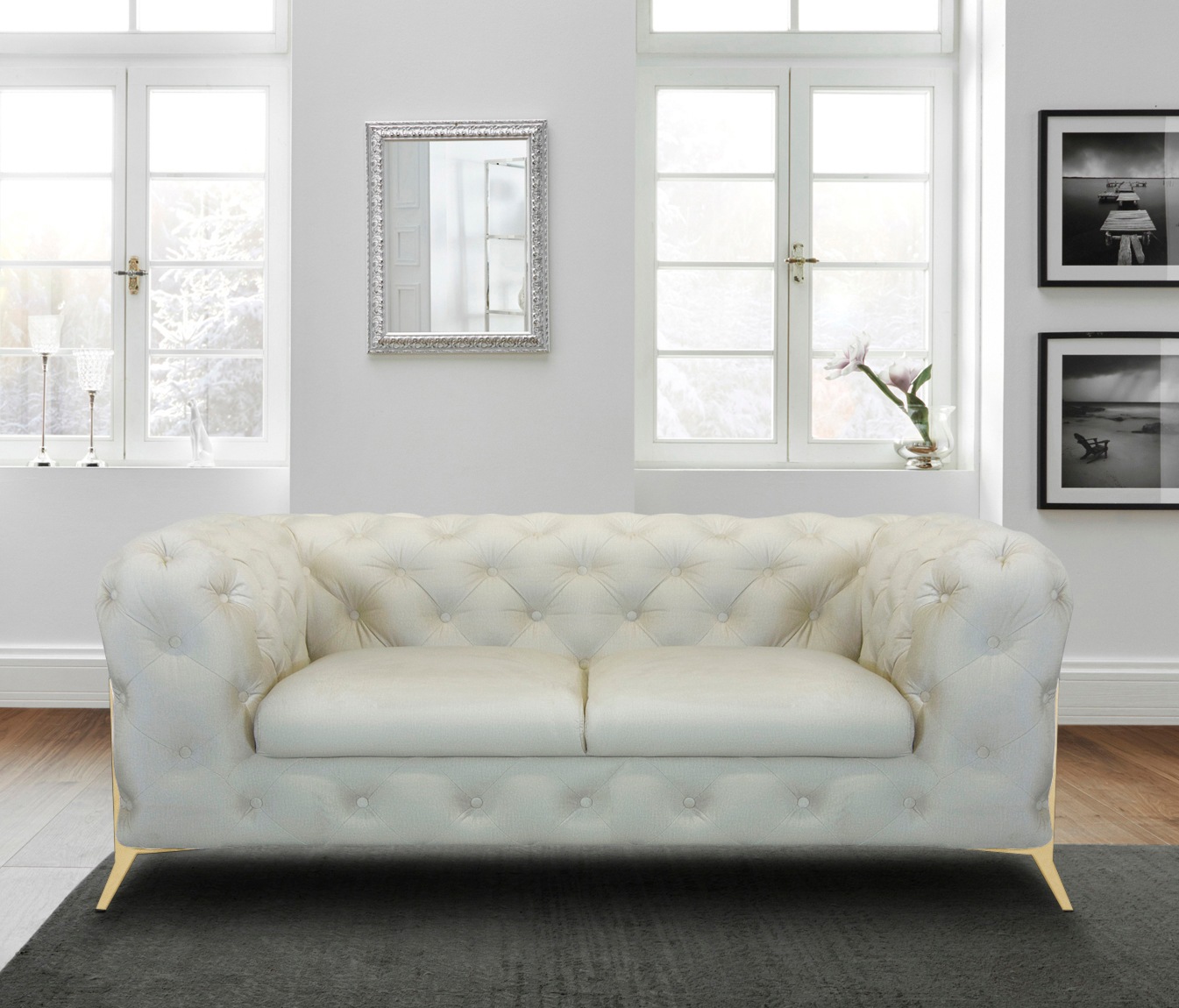 Home affaire Chesterfield-Sofa »Amaury« aufwändige Knopfheftung, moderne Chesterfield Optik, Fussfarbe wählbar