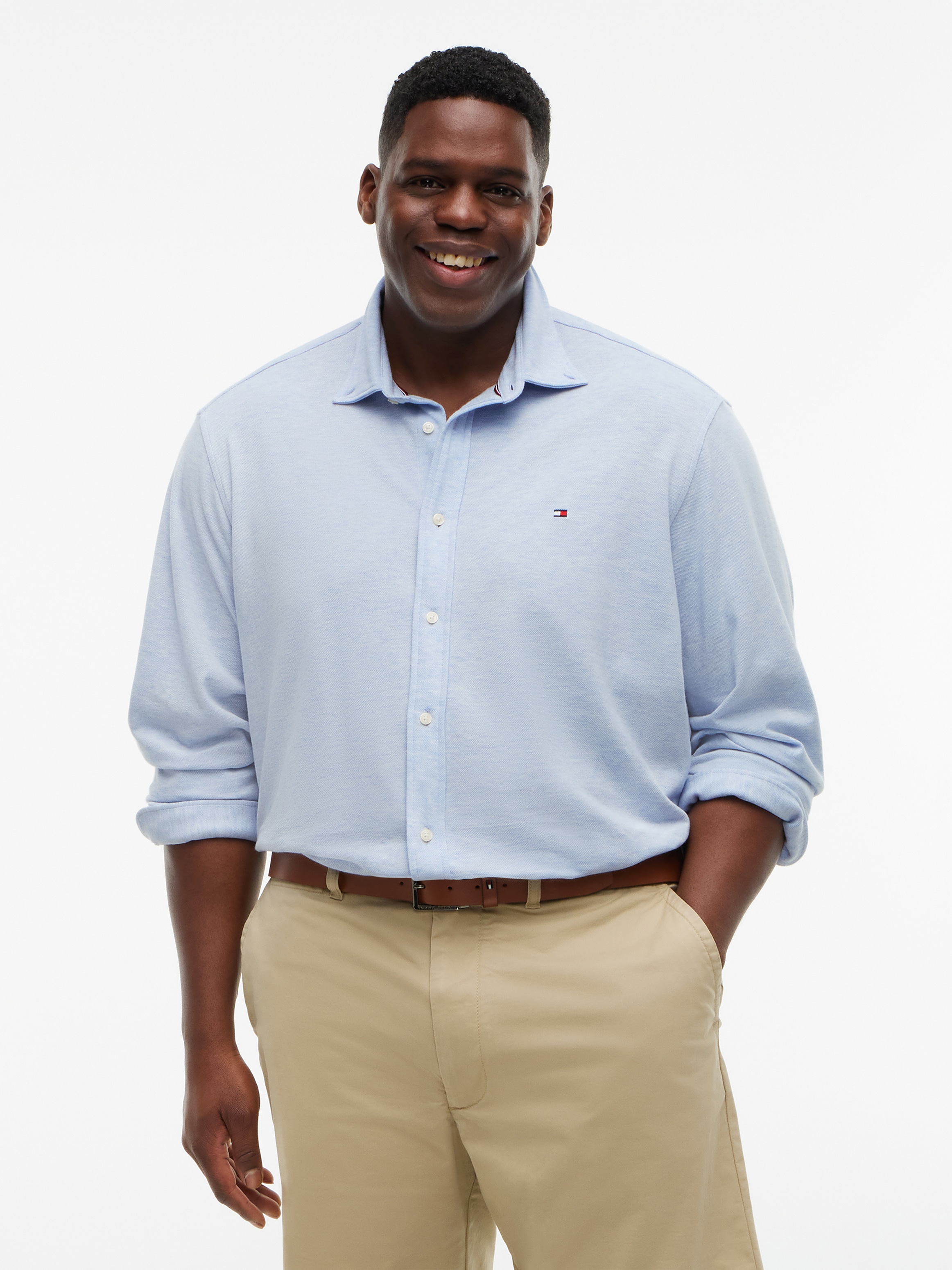 Tommy Hilfiger Big & Tall Langarmhemd »BT-KNIT PIQUE FEATHERWEIGHT SLIMFIT« Grosse Grössen