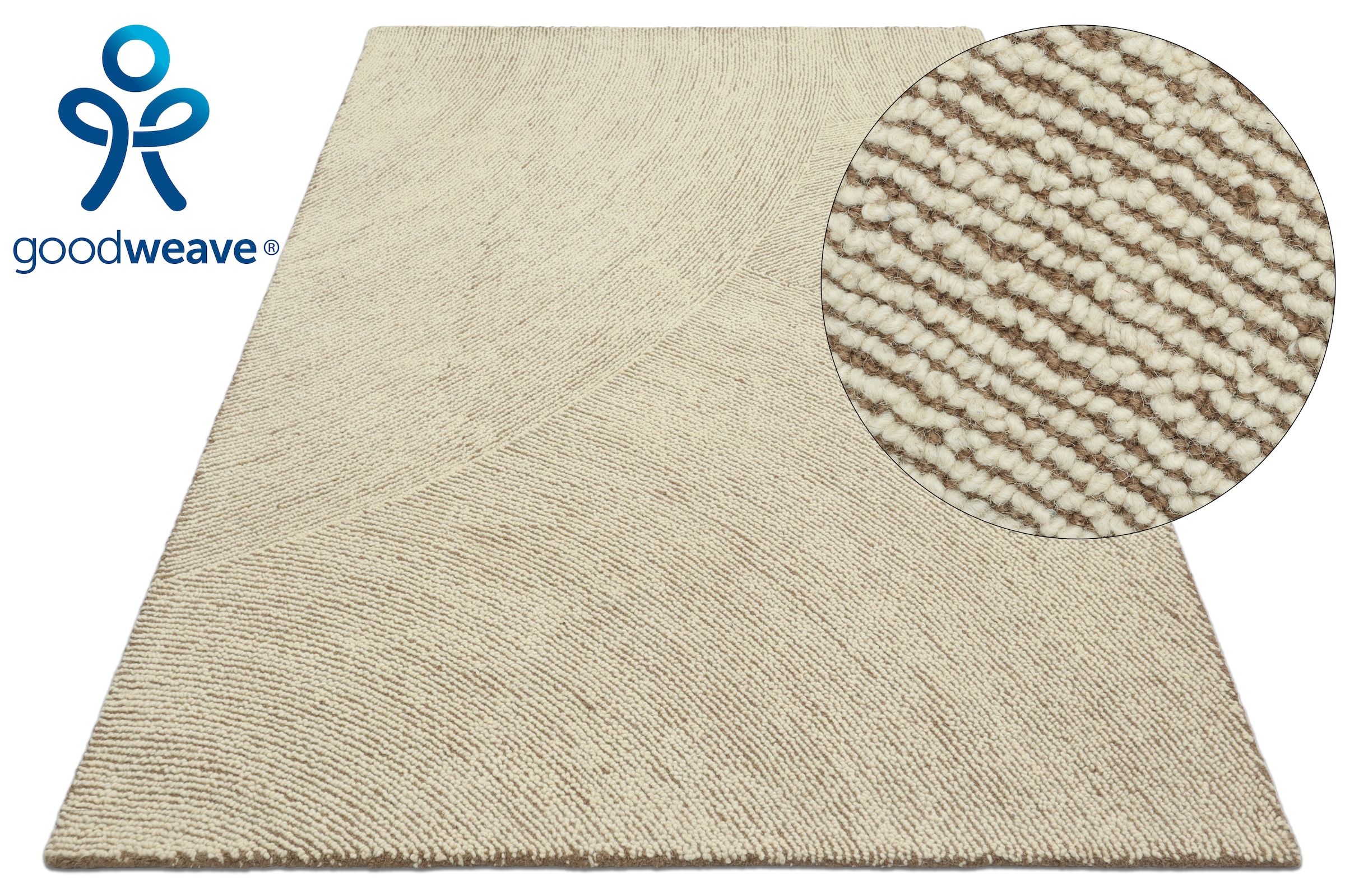 GOODproduct Tapis en laine »Liviaa, handgewebt, Wolle« Rectangulaire 18 mm Höhe Zen, Skandi, Hygge, nature, salon, chambre, salle à manger