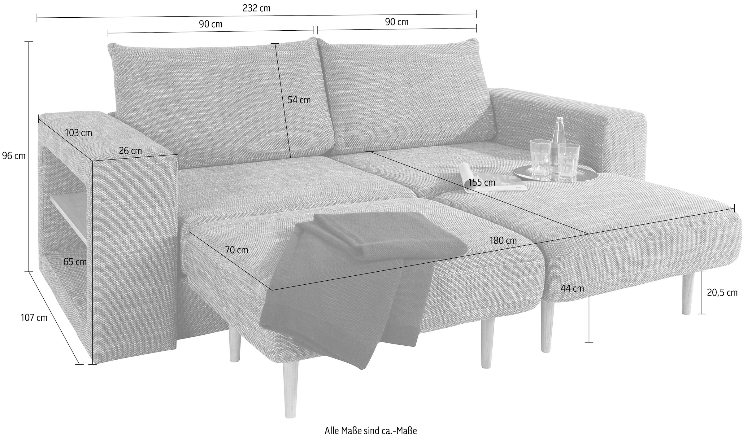 LOOKS by Wolfgang Joop 3,5-places »Looksvb« Verwandlungssofa: aus Sofa wird Sofa mit 2 Hockern, mit Regalfunktion