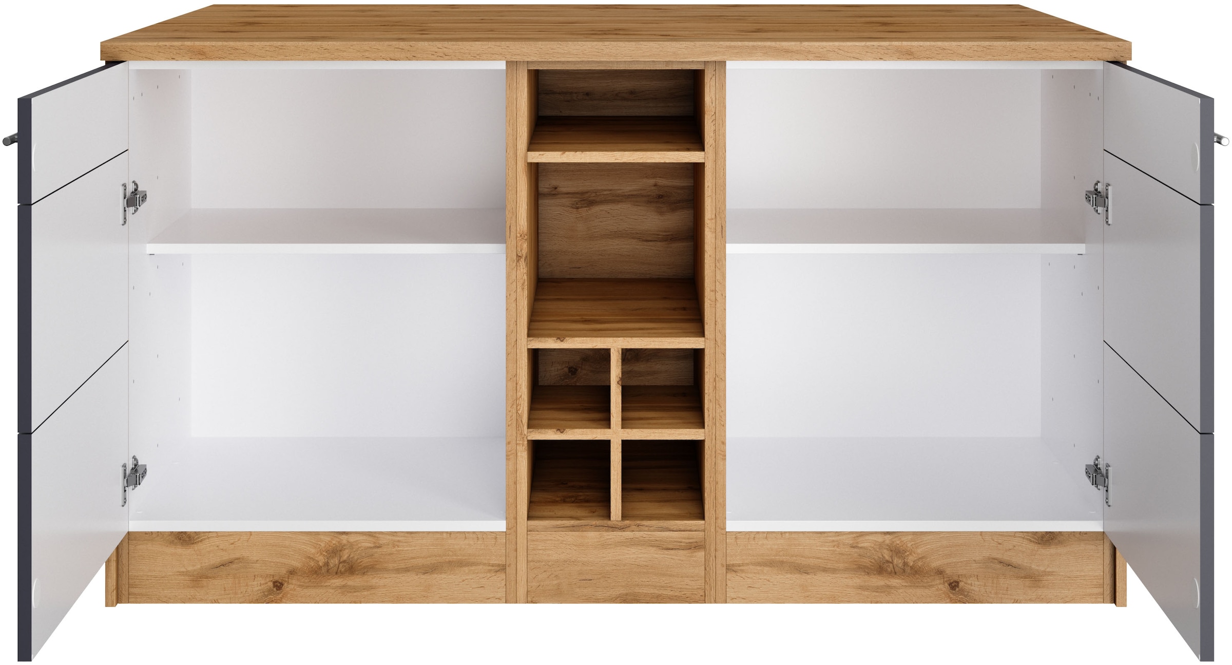 KOCHSTATION Ilot de cuisine »KS-Wien« largeur 153 cm, façades MDF, casier à bouteilles