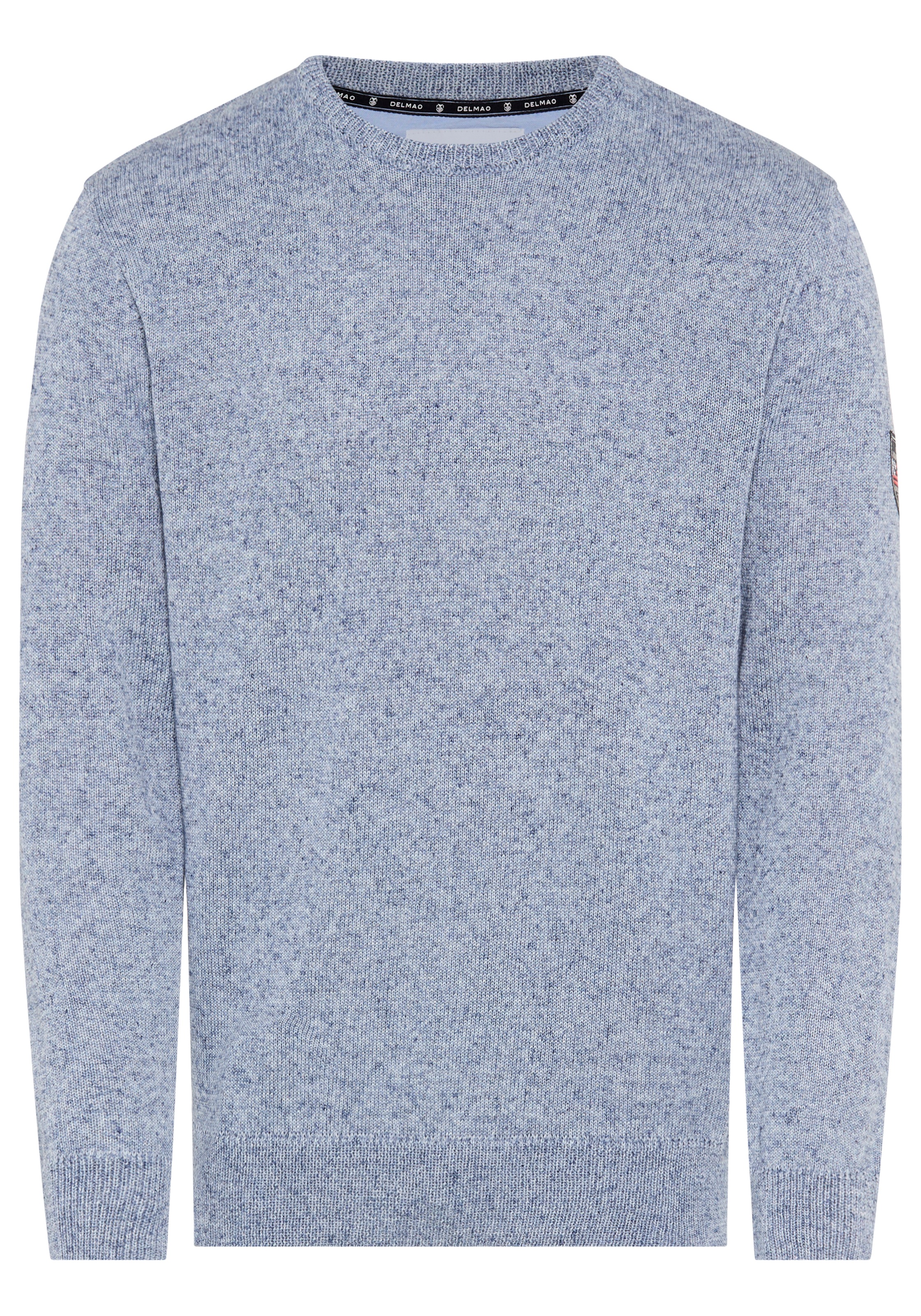 DELMAO Pull à col rond »Neue Kollektion! Sommerlicher Leinenanteil« Rundhalsausschnitt, regular fit, Langarm, melierte Optik