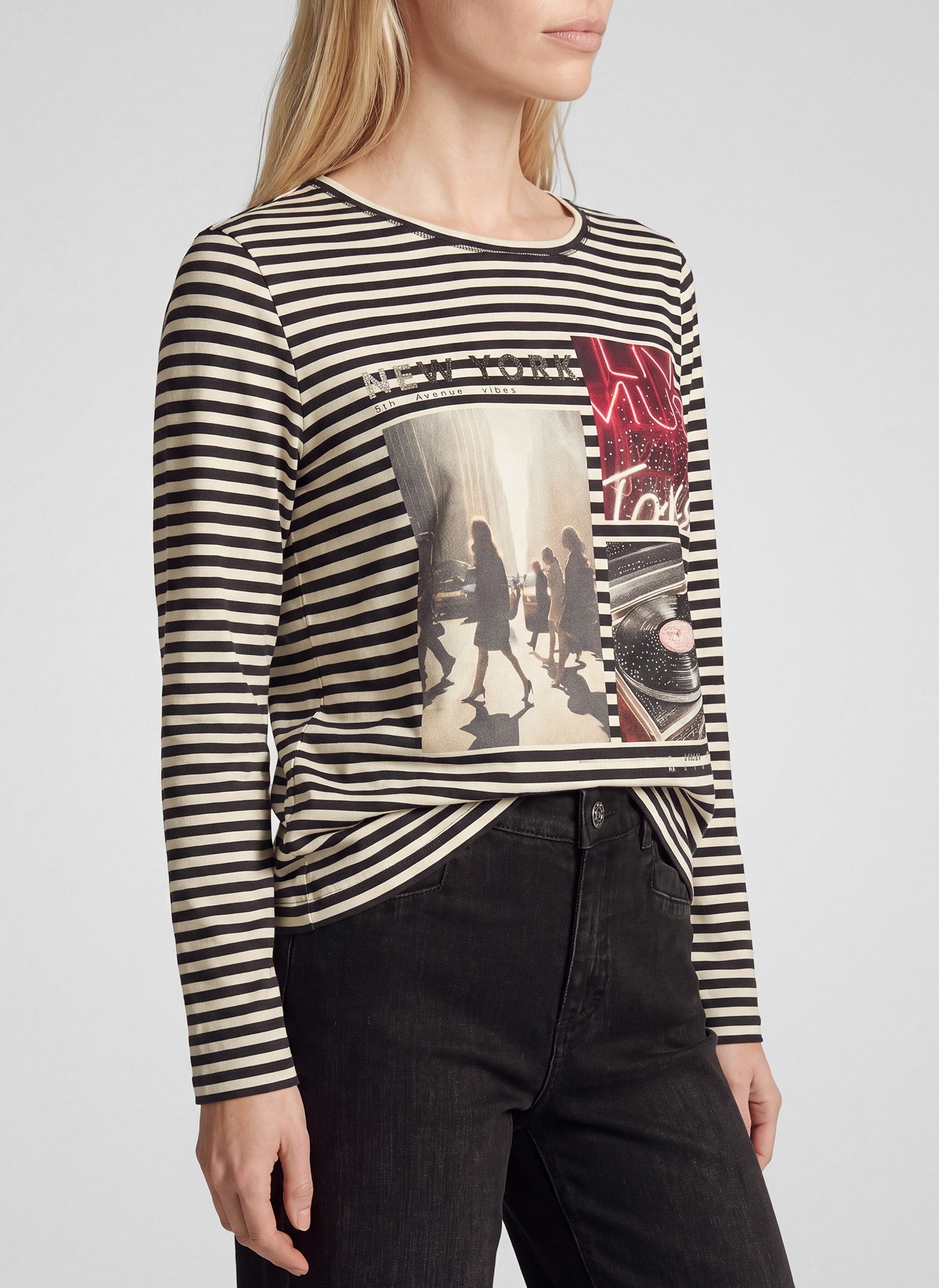 Rabe T-shirt à manches longues au design rayé et avec imprimé