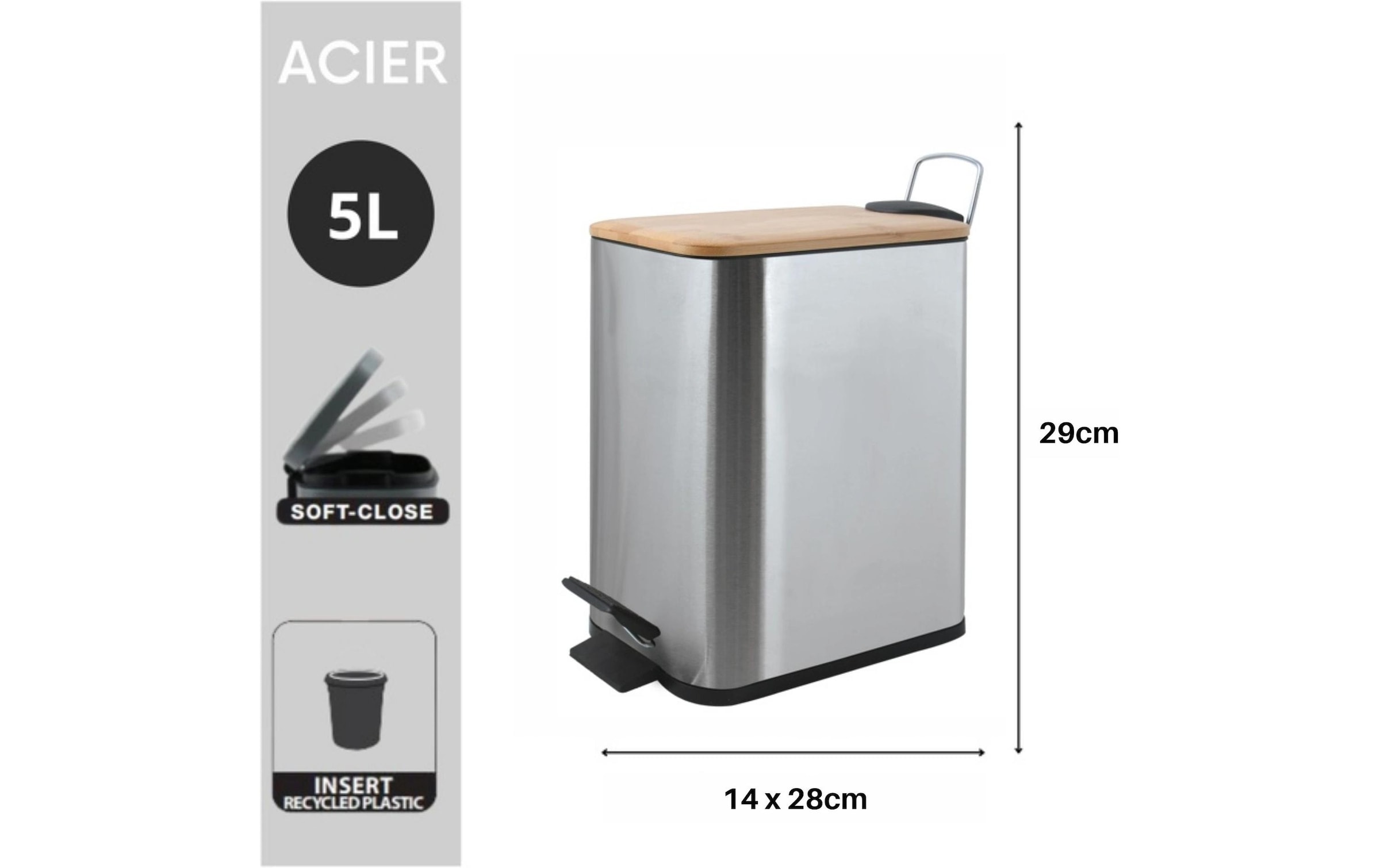 spirella Kosmetikeimer »Erik 5 l« 1 Behälter Kosmetikeimer mit Soft-Close und Inneneimer