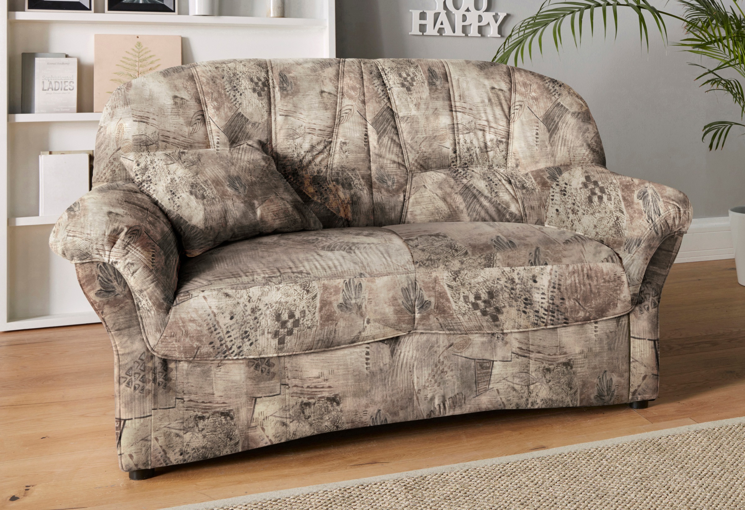 DOMO collection 2-Sitzer »Bahia Couch, B/T: 153/92 cm, belastbar bis 140kg/ Sitz, mit Federkern« Microfaser MELROSE®, mocca