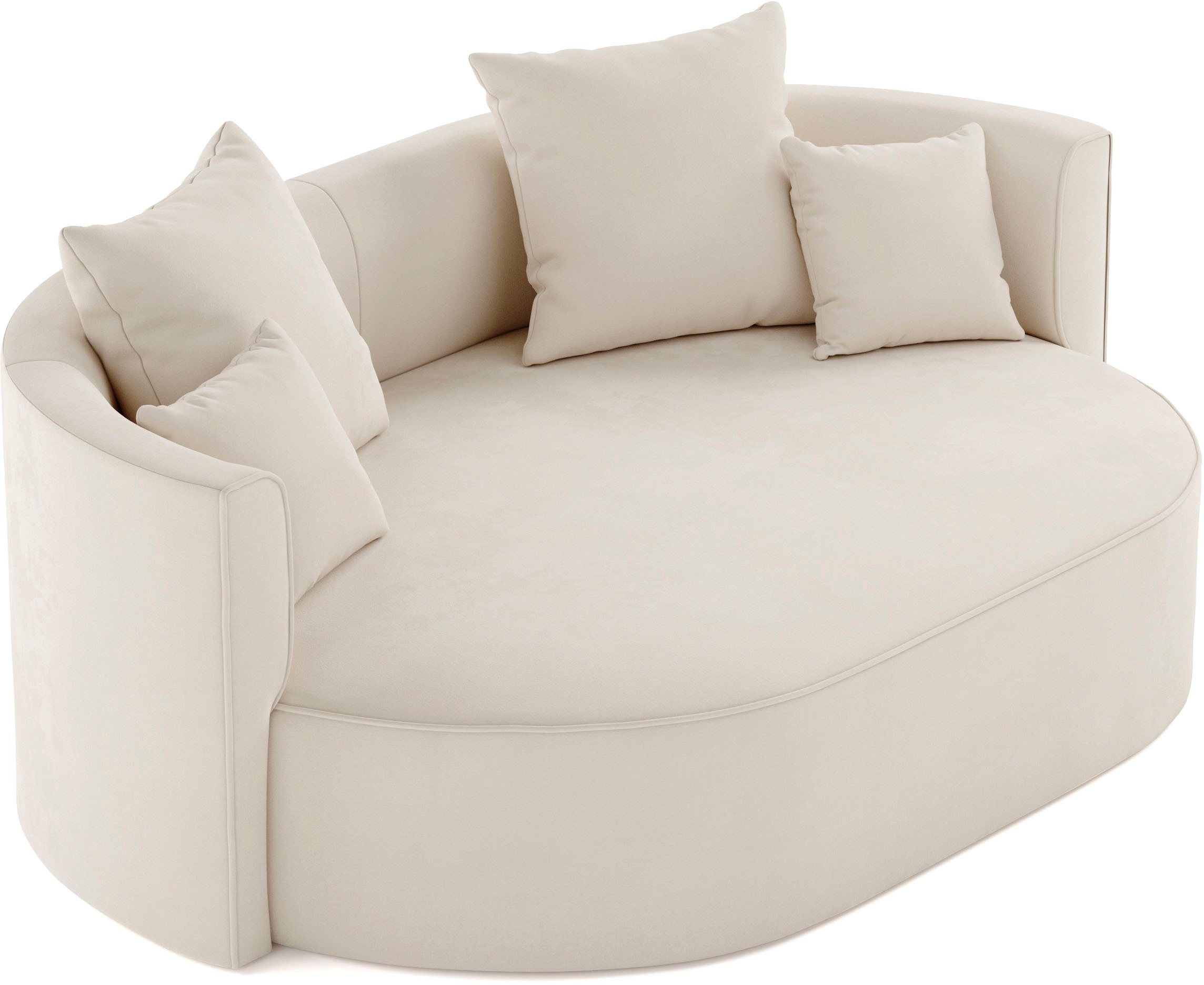 LeGer Home by Lena Gercke 2,5-Sitzer »ISALIE, rundes Loungesofa, mit Kissen, perfekt gepolstert« moderne Stoffe, mit 4 Zierkissen, extra grosse Sitzfläche