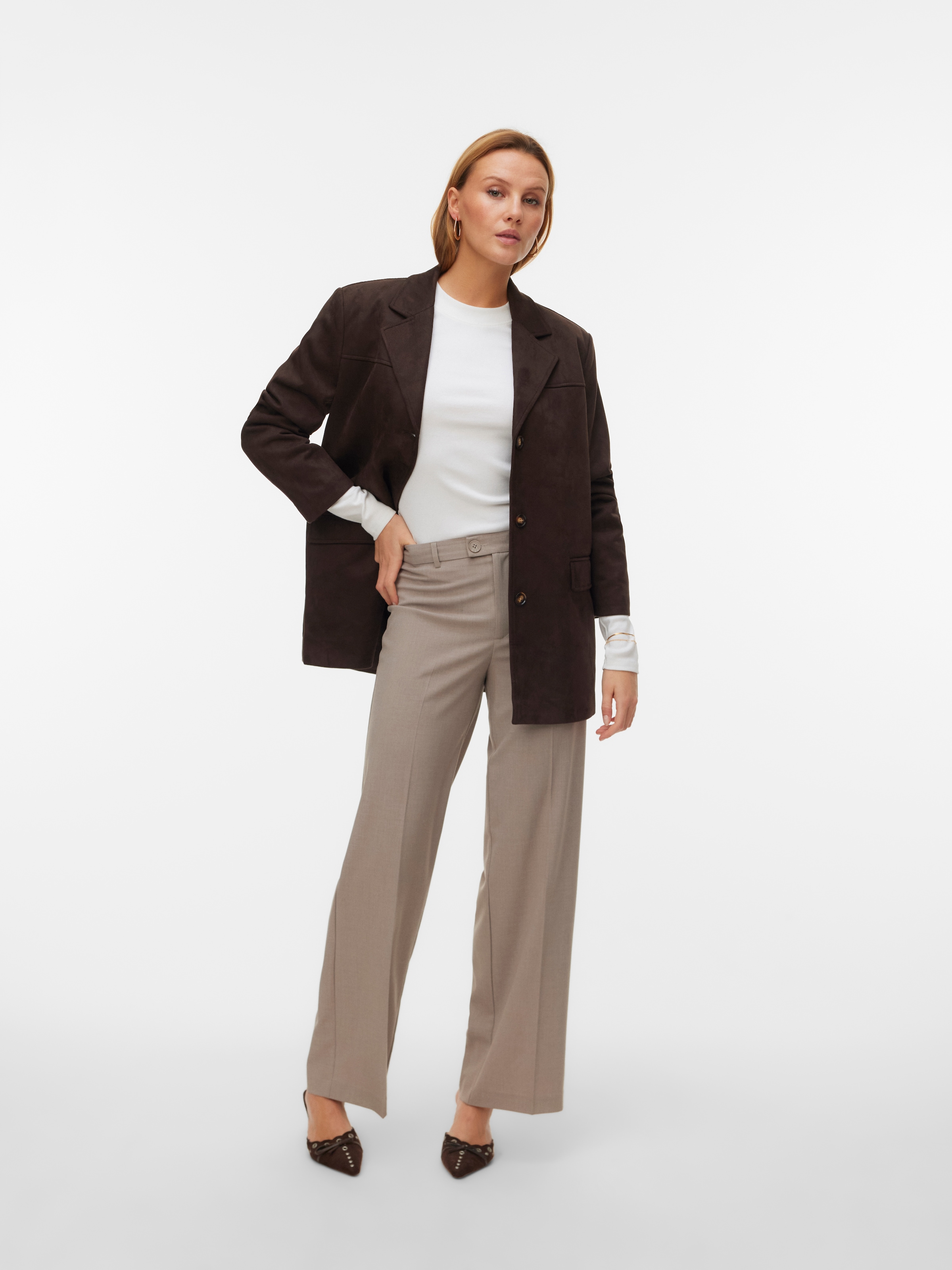 Vero Moda Pantalon de costume »VMTEXAS MW STRAIGHT PANT NOOS«  mélange de matériaux
