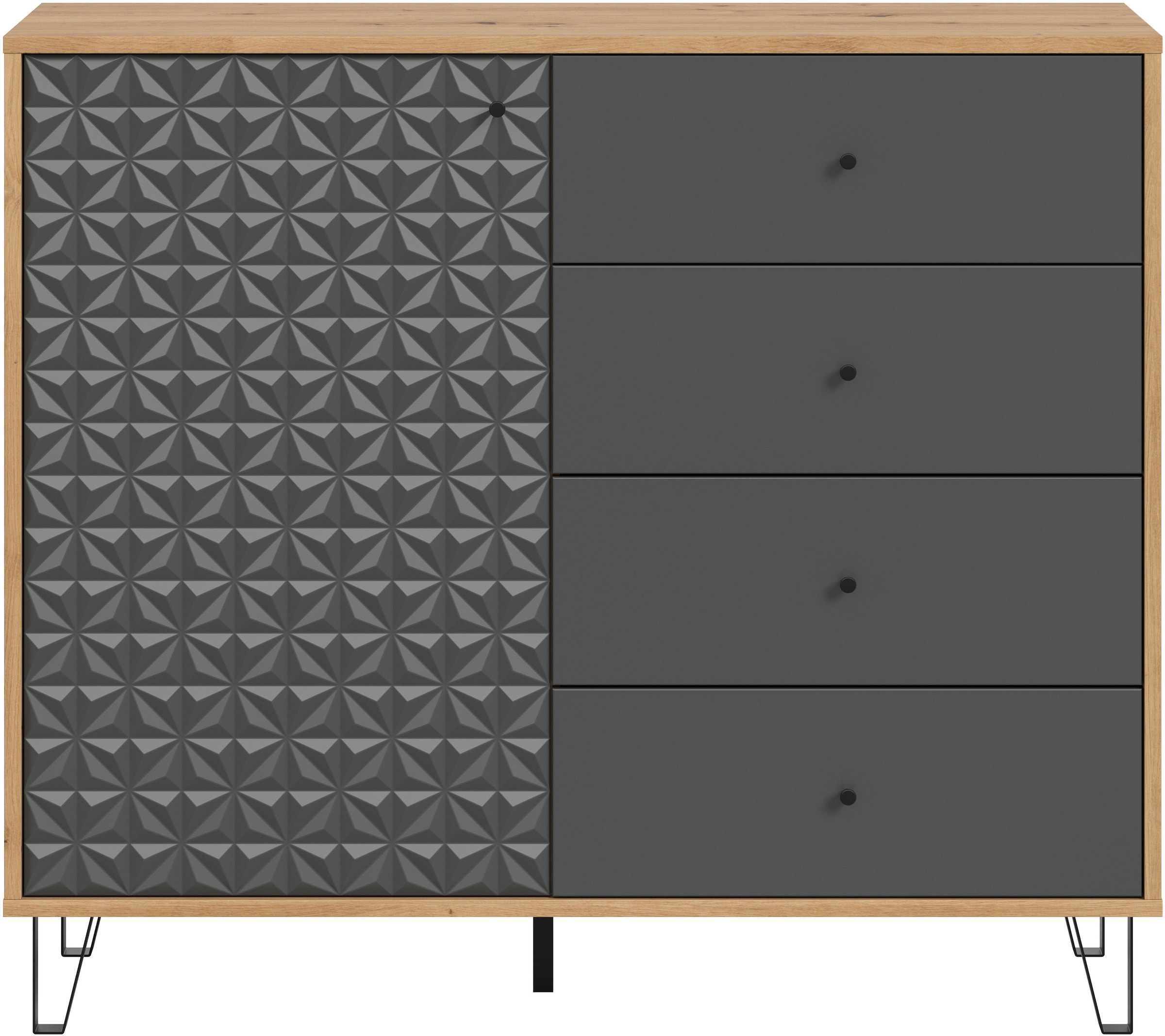 Home affaire Buffet haut »VICENZA, Breite 110cm, 1 Tür, 2 Einlegeböden, 3 Fächer, 4 Schubkästen« commode, armoire, buffet, table, meuble de salon