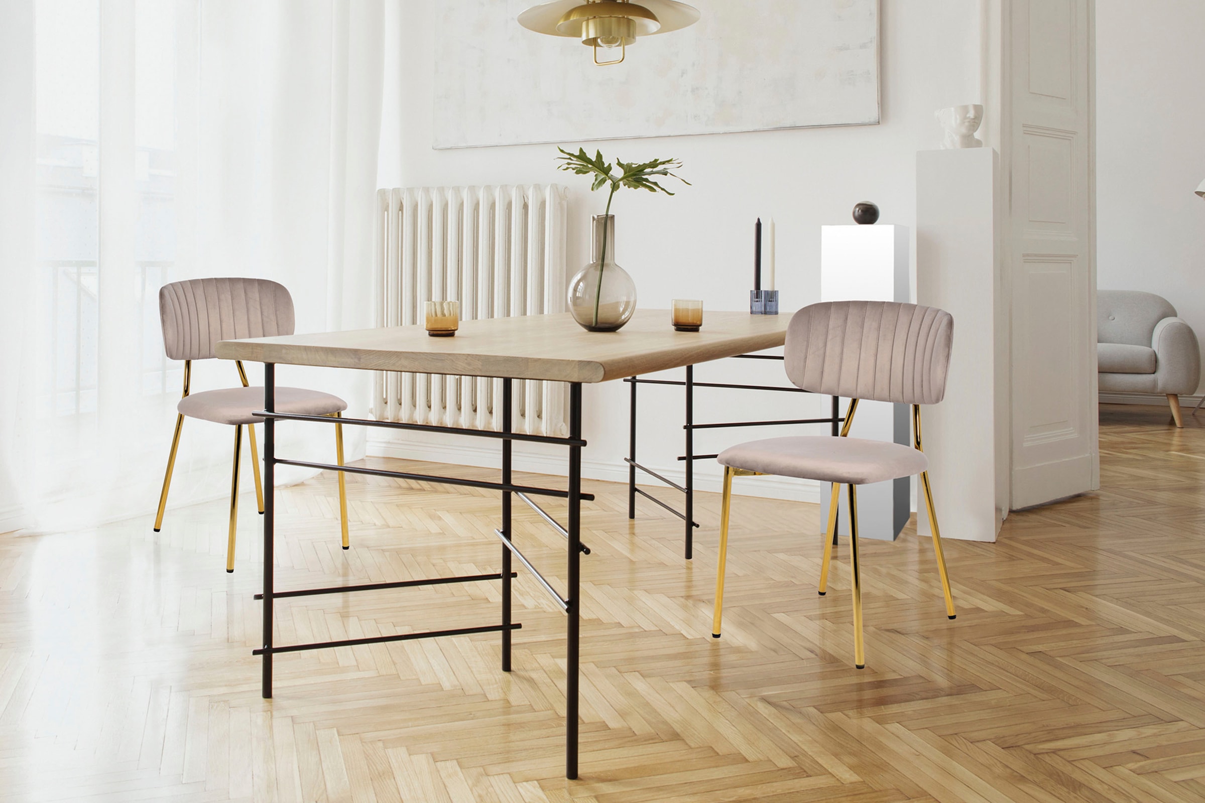 Kayoom Chaise à 4 pieds »Stuhl Kian 225 2er-Set, Gestell aus Edelstahl, Rückenpolster« (Ensemble) 2 cuissamtweicher Bezug Rückenpolster ist ein Hingucker
