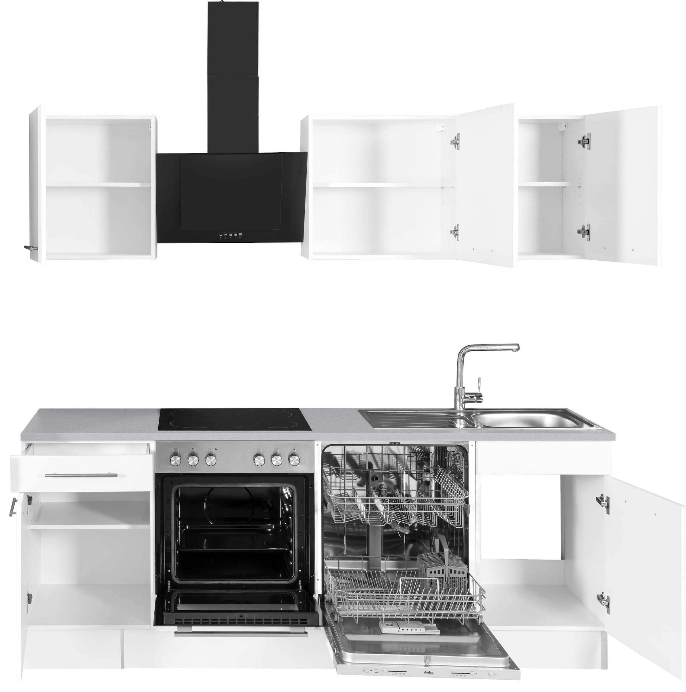 wiho Küchen Kitchenette »Ela« Breite 220 cm, Soft-Close-Funktion, höhenverstellbare Füsse