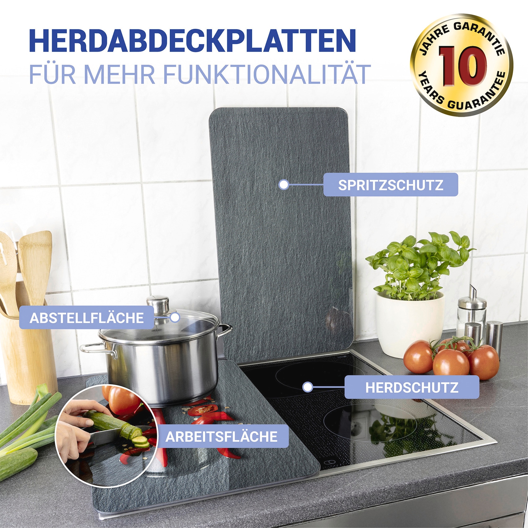 WENKO Herd-Abdeckplatte »Universal Modell Cayenne« Herdabdeckung für alle Herdarten, kratzfest, mit rutschfesten Füssen