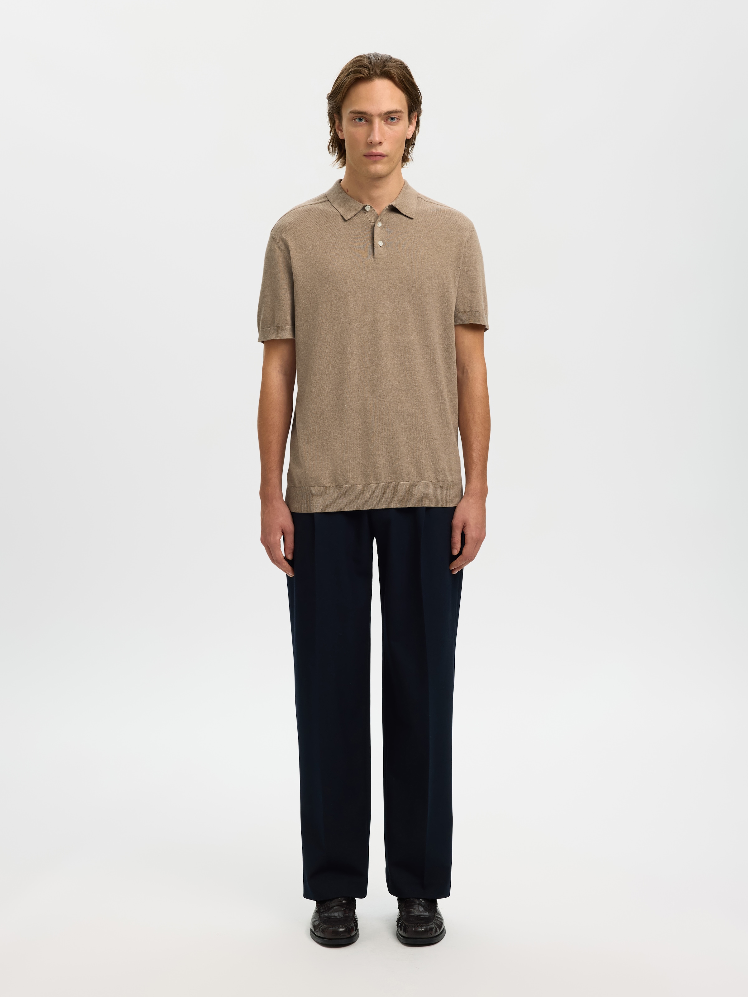 SELECTED Poloshirt »SLHBERG SS KNIT POLO NOOS« aus Feinstrick
