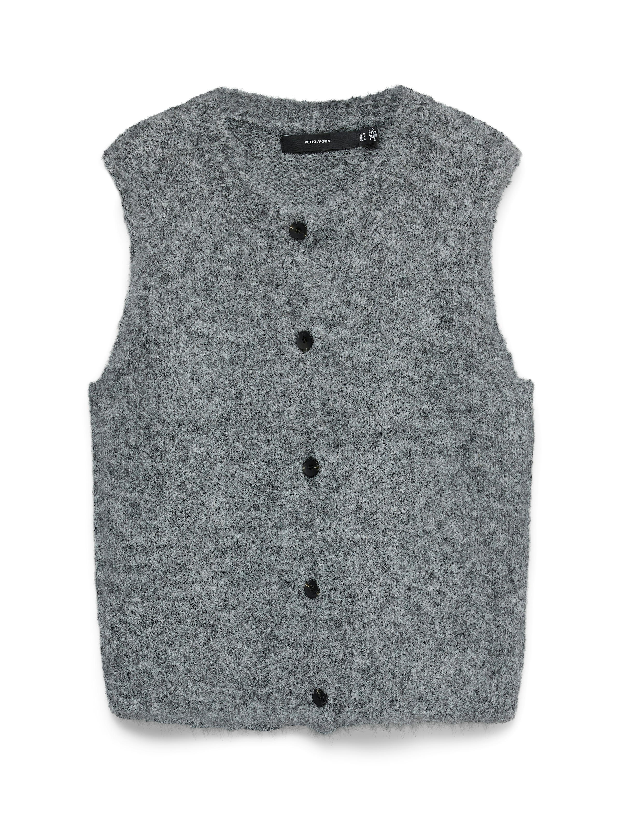 Vero Moda Strickweste »VMNOVAH SL O-NECK BUTTON VEST NOOS« Materialmix, loose fit