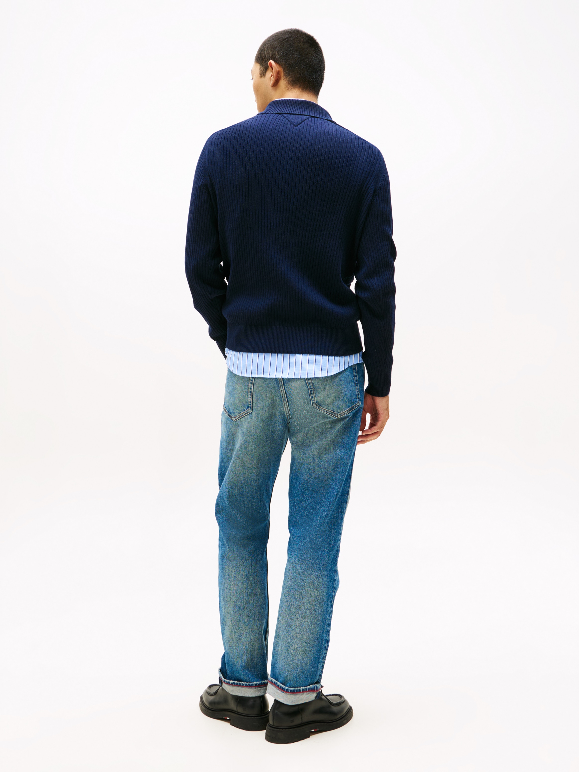 Tommy Hilfiger Troyer »PIMA CASH STRUCTURE MOCK« Rippbündchen am Kragen, Ärmel und Saum