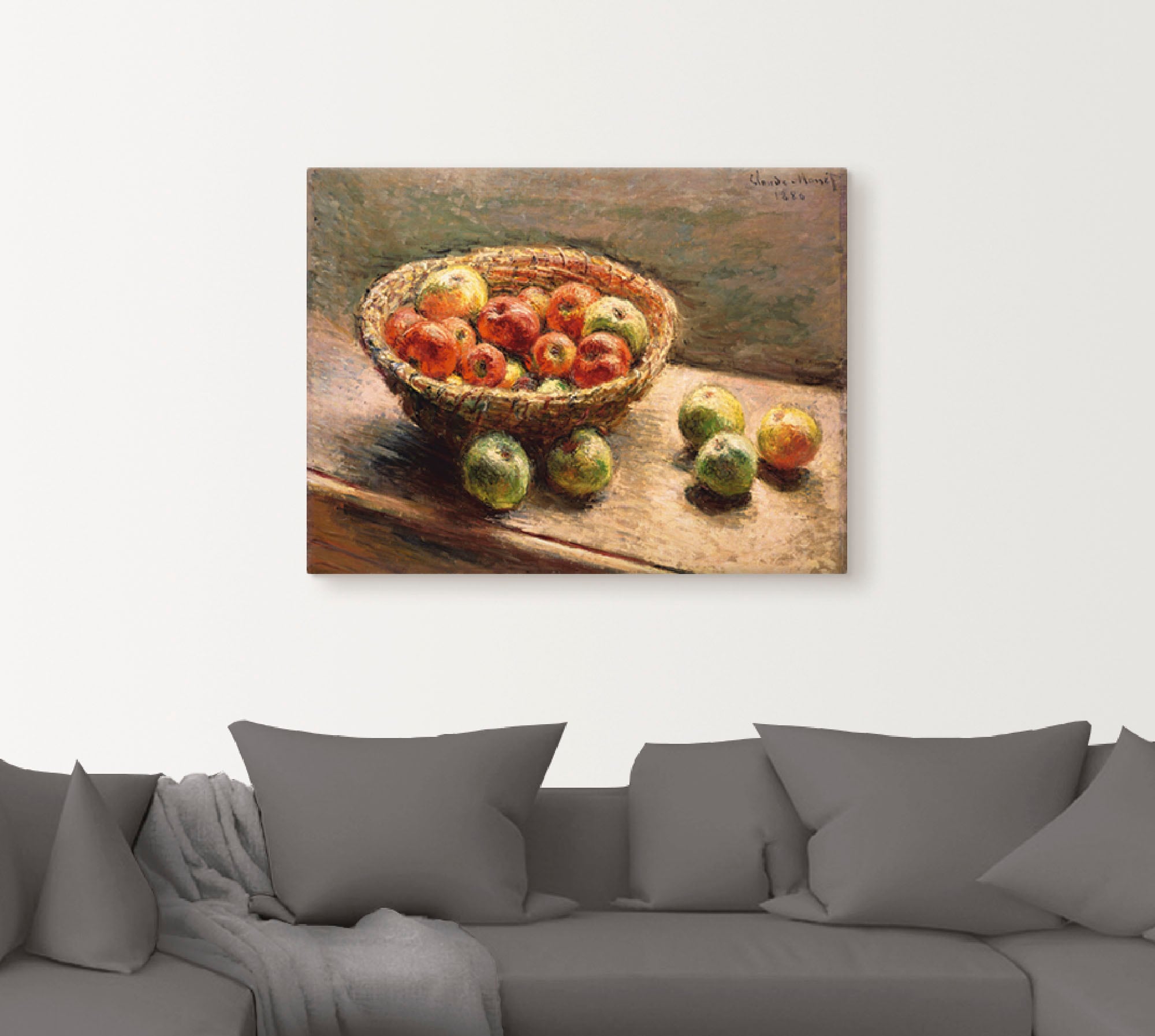 Artland Tableau sur toile »Ein Korb mit Äpfeln. 1880« 1 cuis tlg. auf Holzrahmen gespannt
