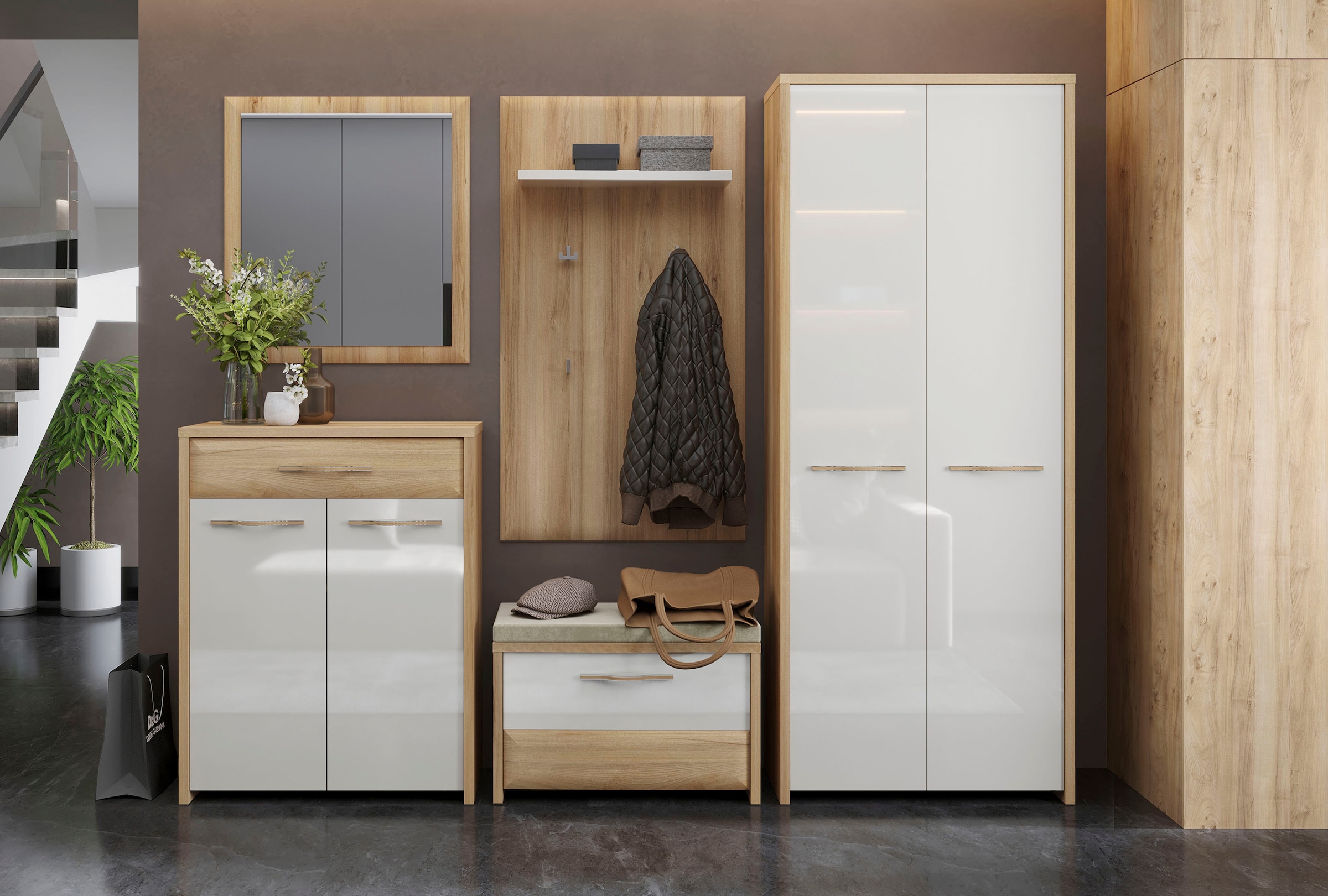 GOODproduct Banc à chaussures »Gala« revêtement UV de haute qualité, avec coussin d'assise, largeur 70cm