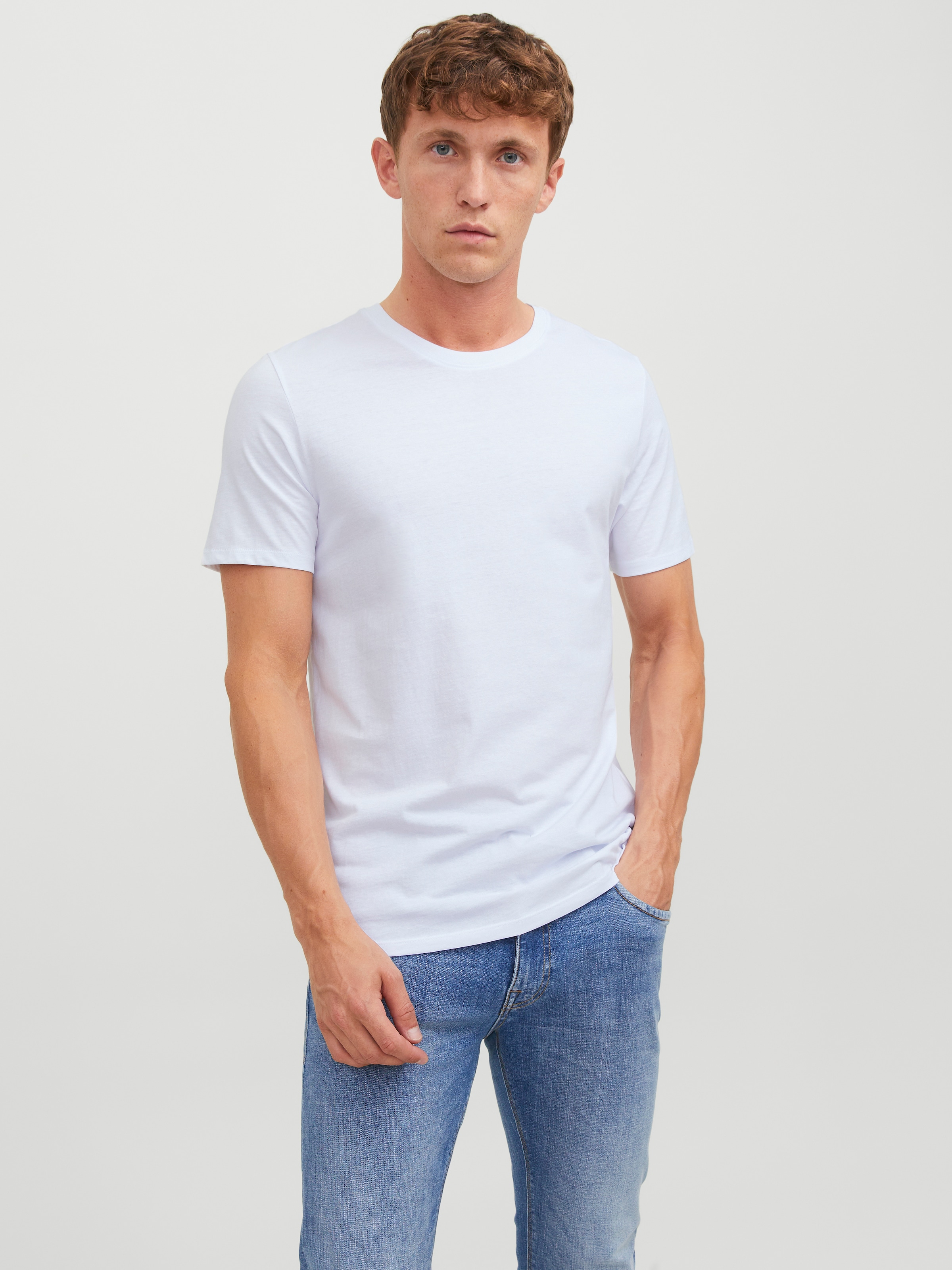 Jack & Jones T-shirt »Crew-Neck« 2er-Pack,  unifarben, modisch, regular fit, Baumwolle, Rundhals