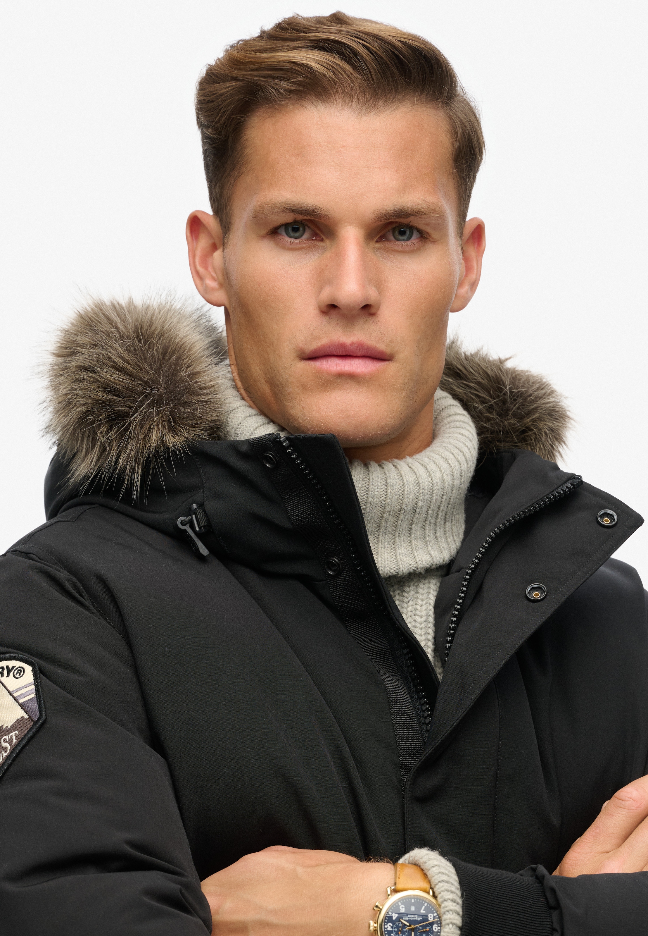 Superdry Steppjacke »EVEREST FAUX FUR BOMBER JACKET« mit Kapuze