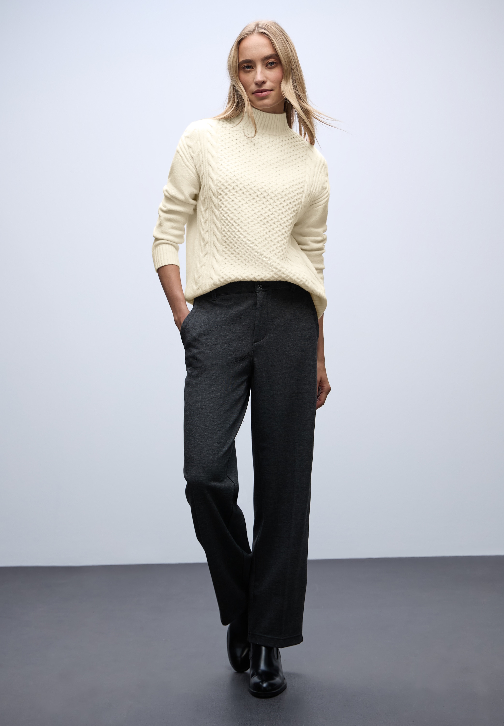 STREET ONE Stehkragenpullover mit Strickmuster