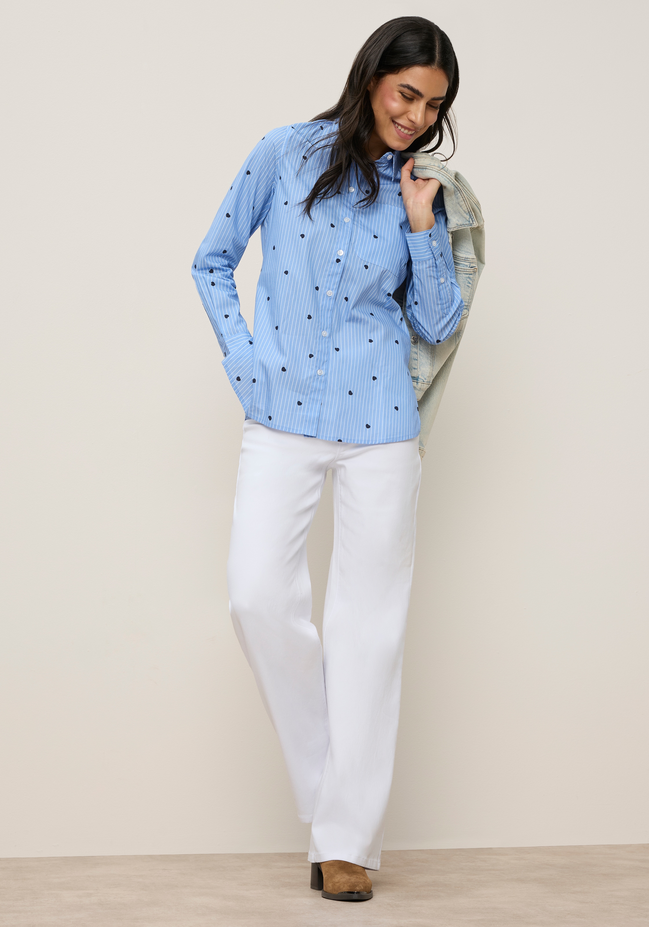 Tamaris Blouse chemise »mit verspieltem Herzen-Design« en coton
